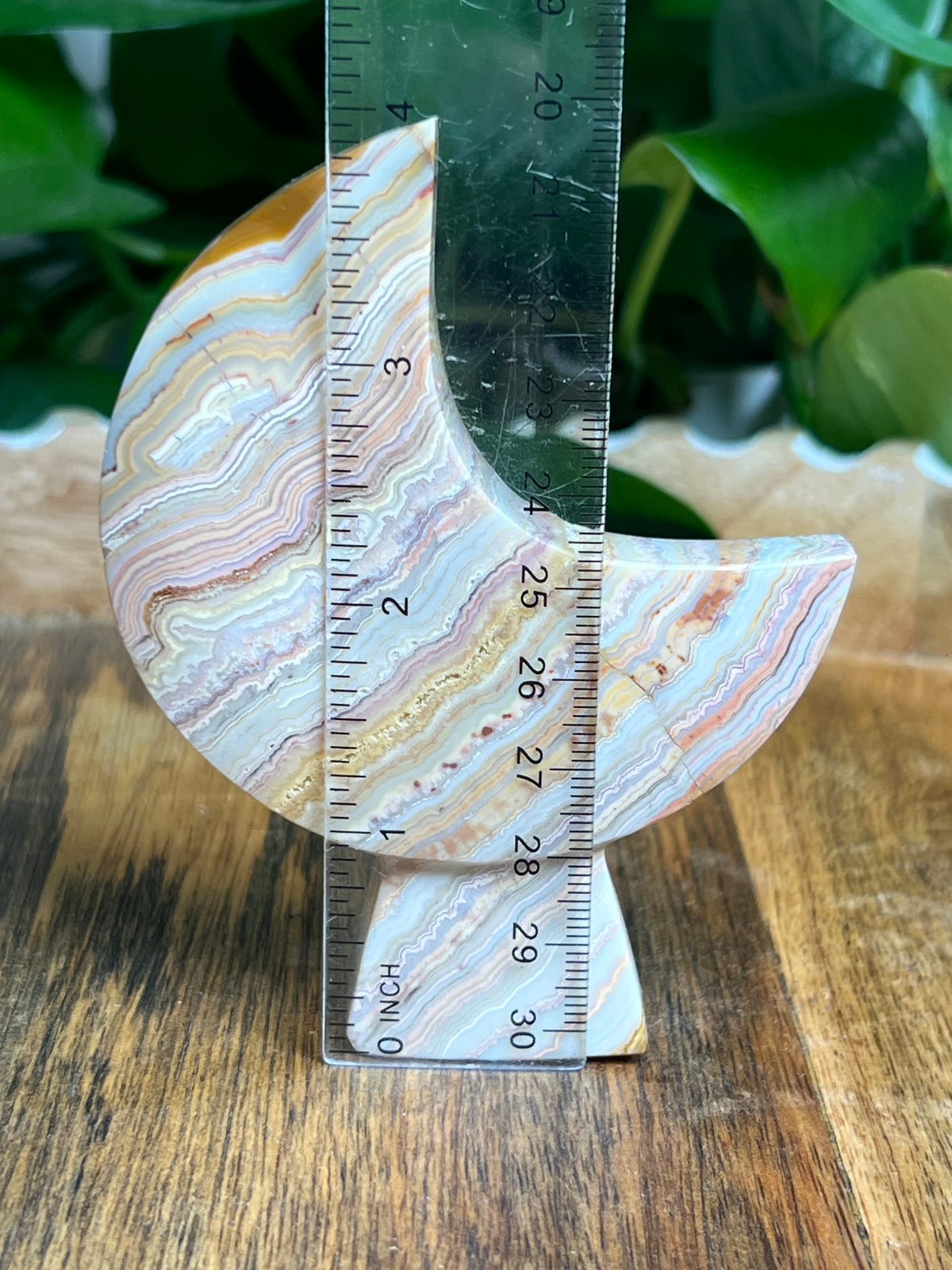 Crazy Lace Agate Self Standing Moon: PK