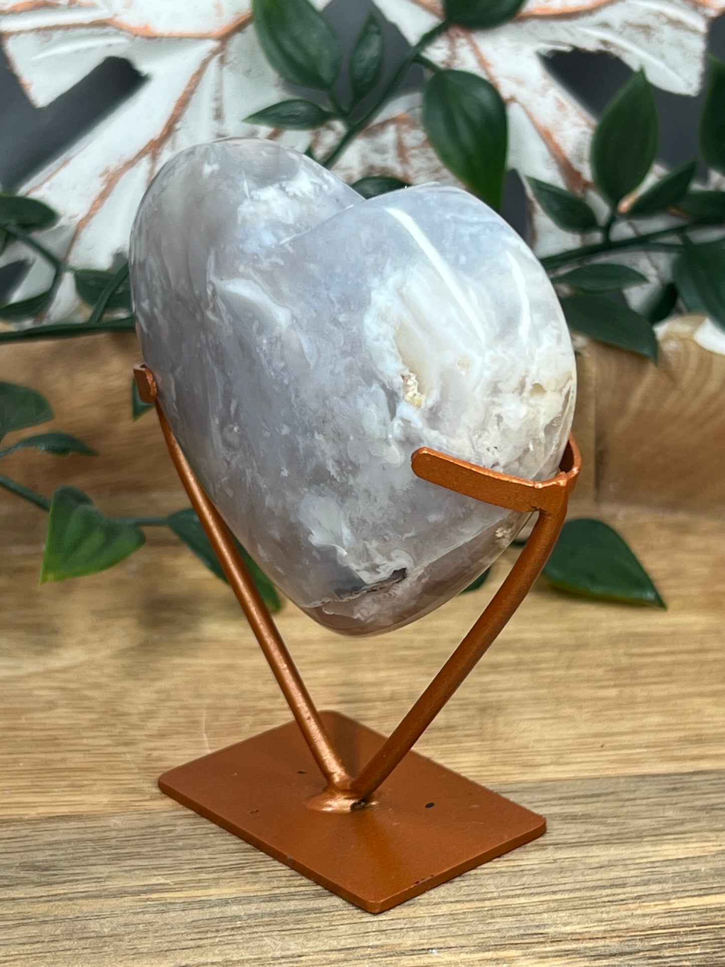 Blue Grey Lace Agate Heart