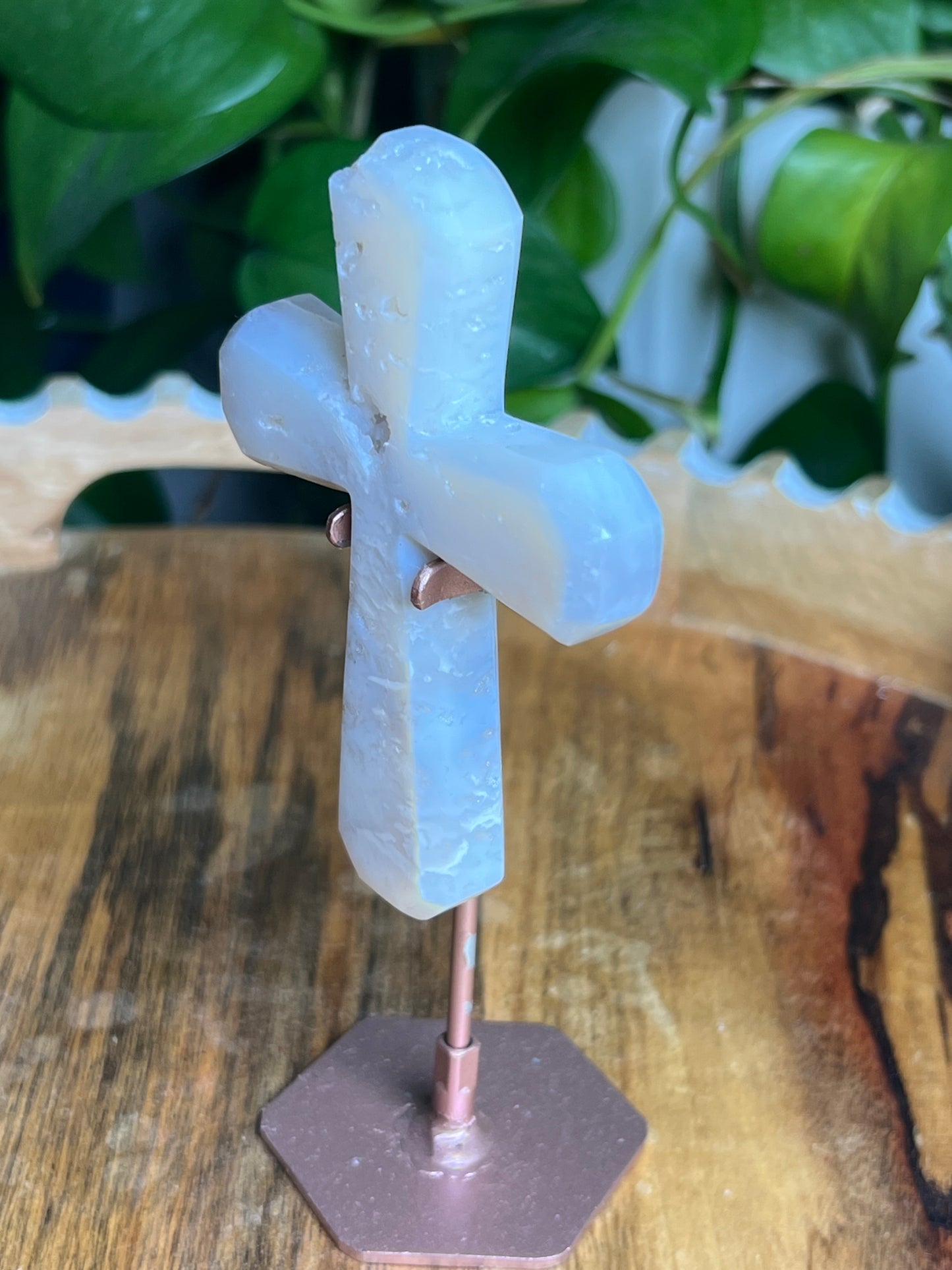 White Plume Agate Cross