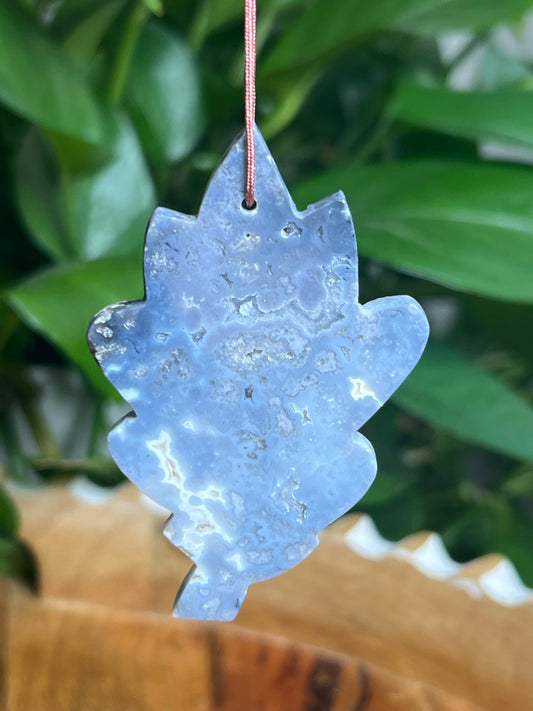 Blue Plume Agate Ornament Leaf: AO