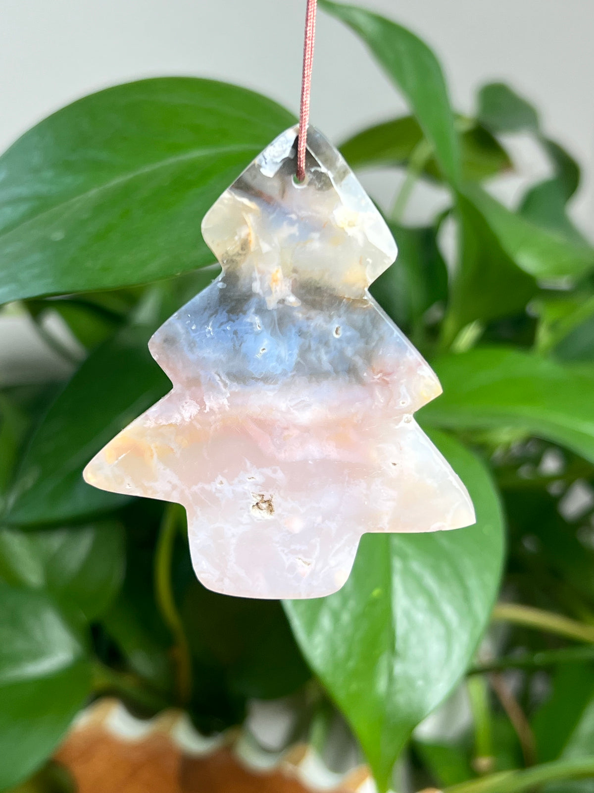 Rainbow Plume Agate Ornament Tree:  AU
