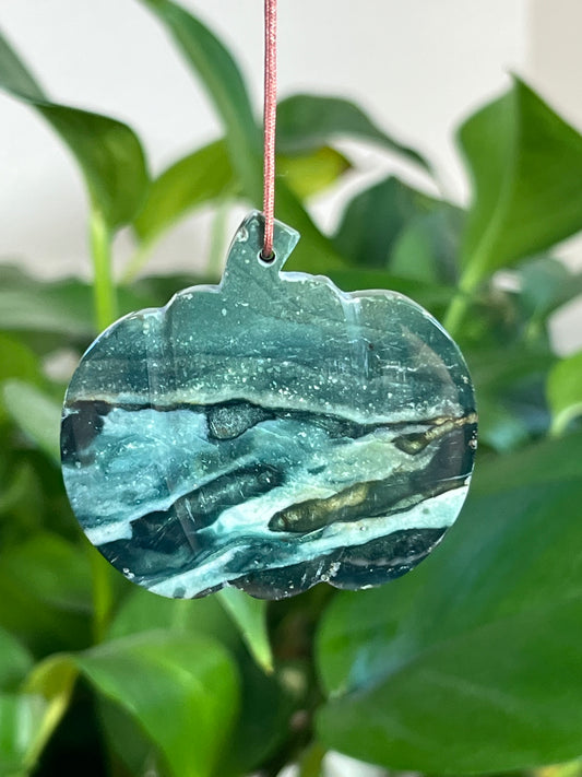 Blue Green Jasper Pumpkin Ornaments