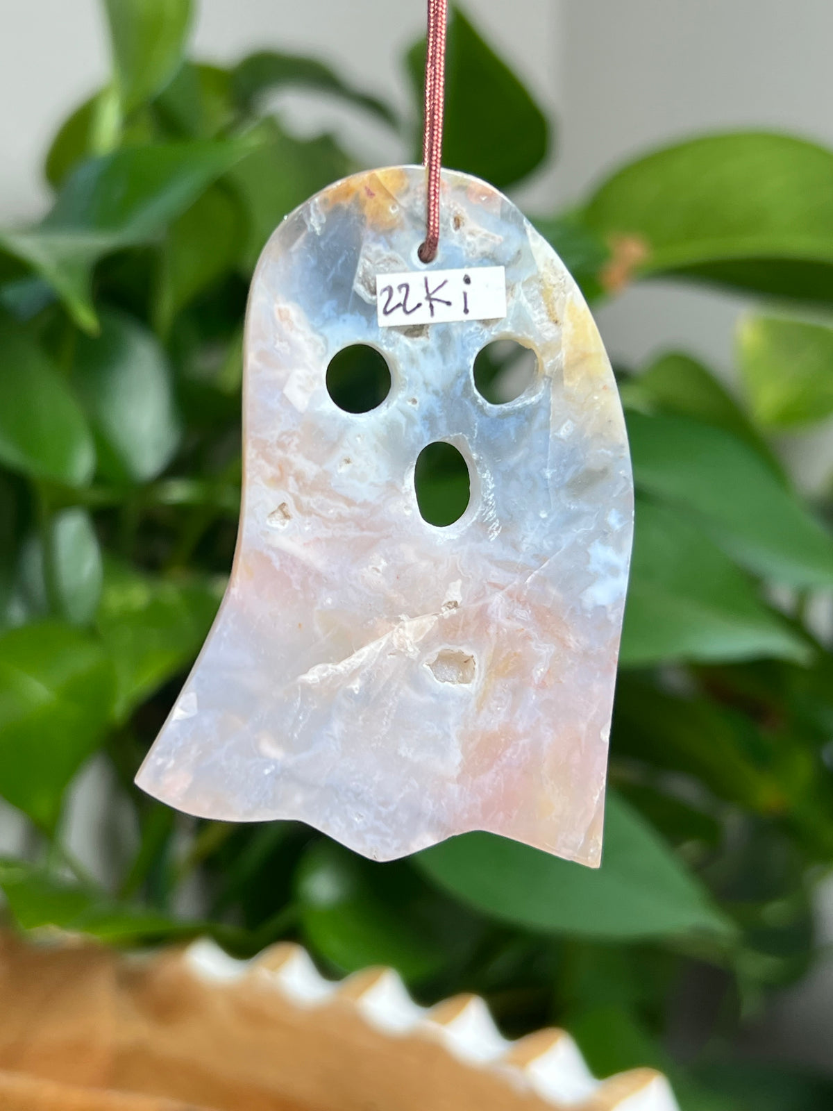 Rainbow Plume Agate Ornament Ghost: Ki