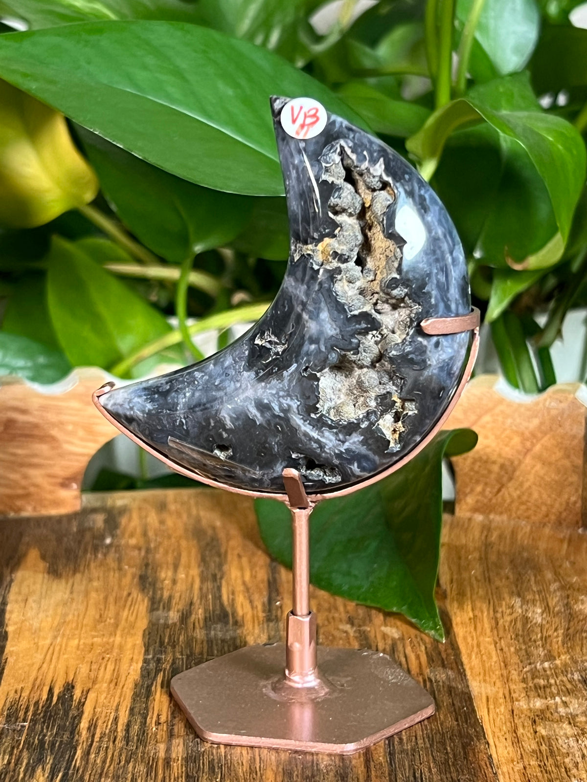 Blue Plume Agate Mini Puffy Moons