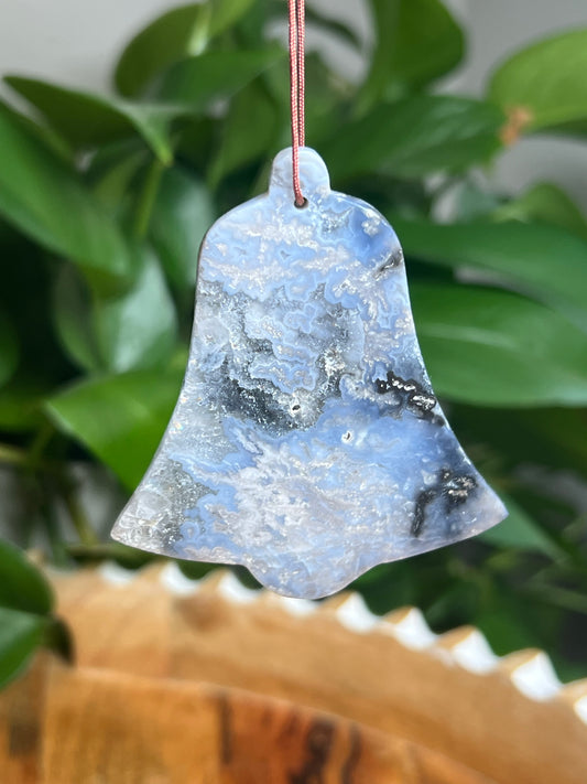 Blue Plume Agate Ornament Bell: BM