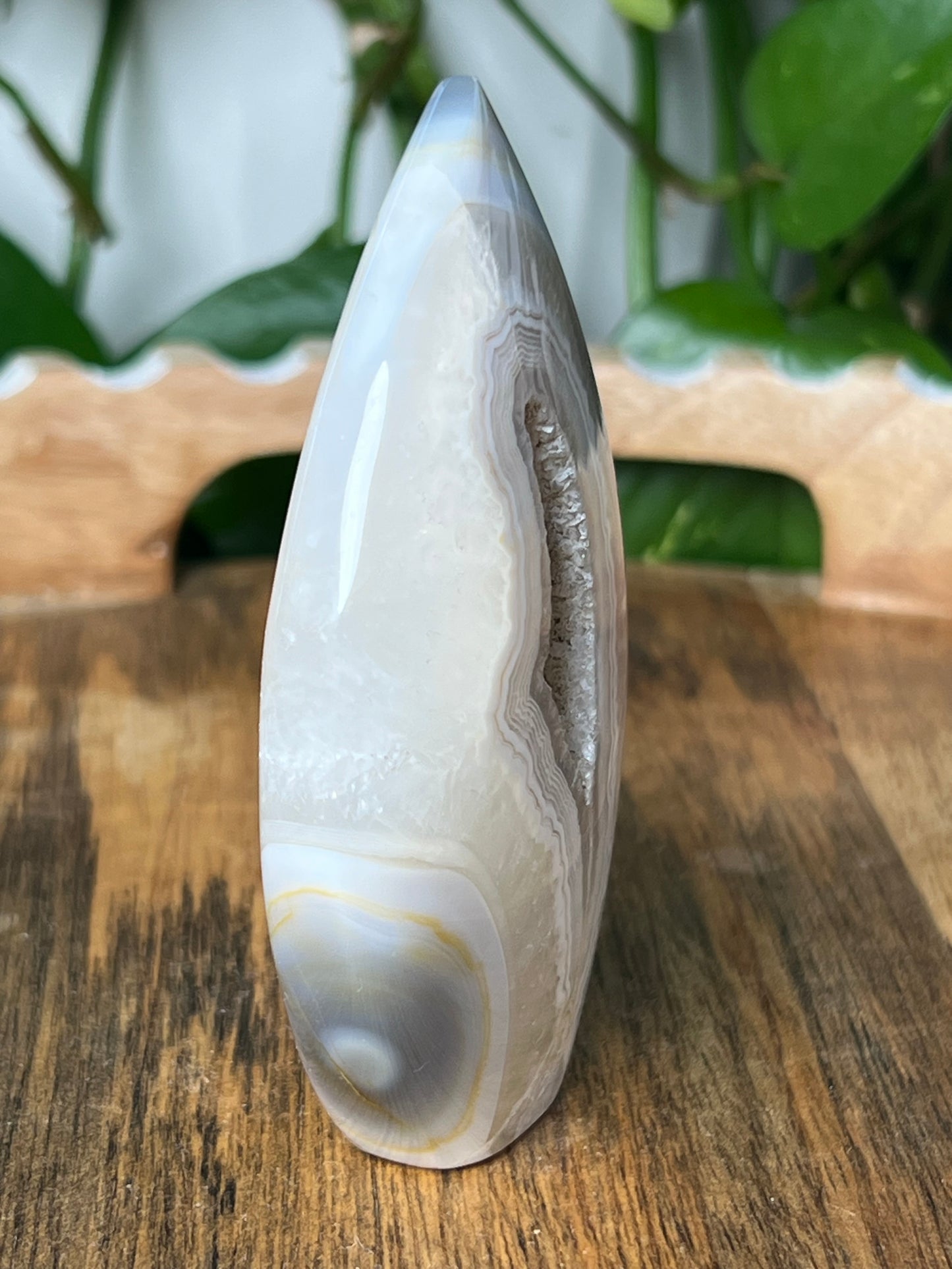 Blue Grey Lace Agate Flame