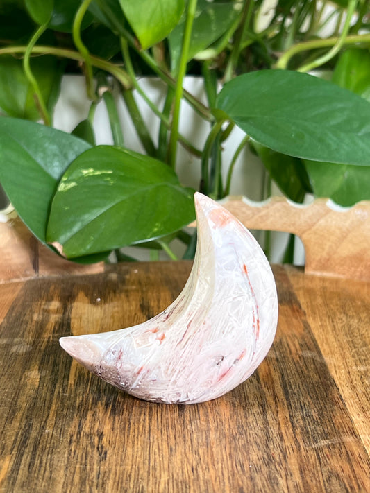 Tube Agate Self-Standing Moon: LA