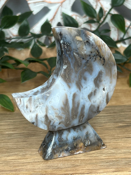 Dendritic Tiger Agate Moon