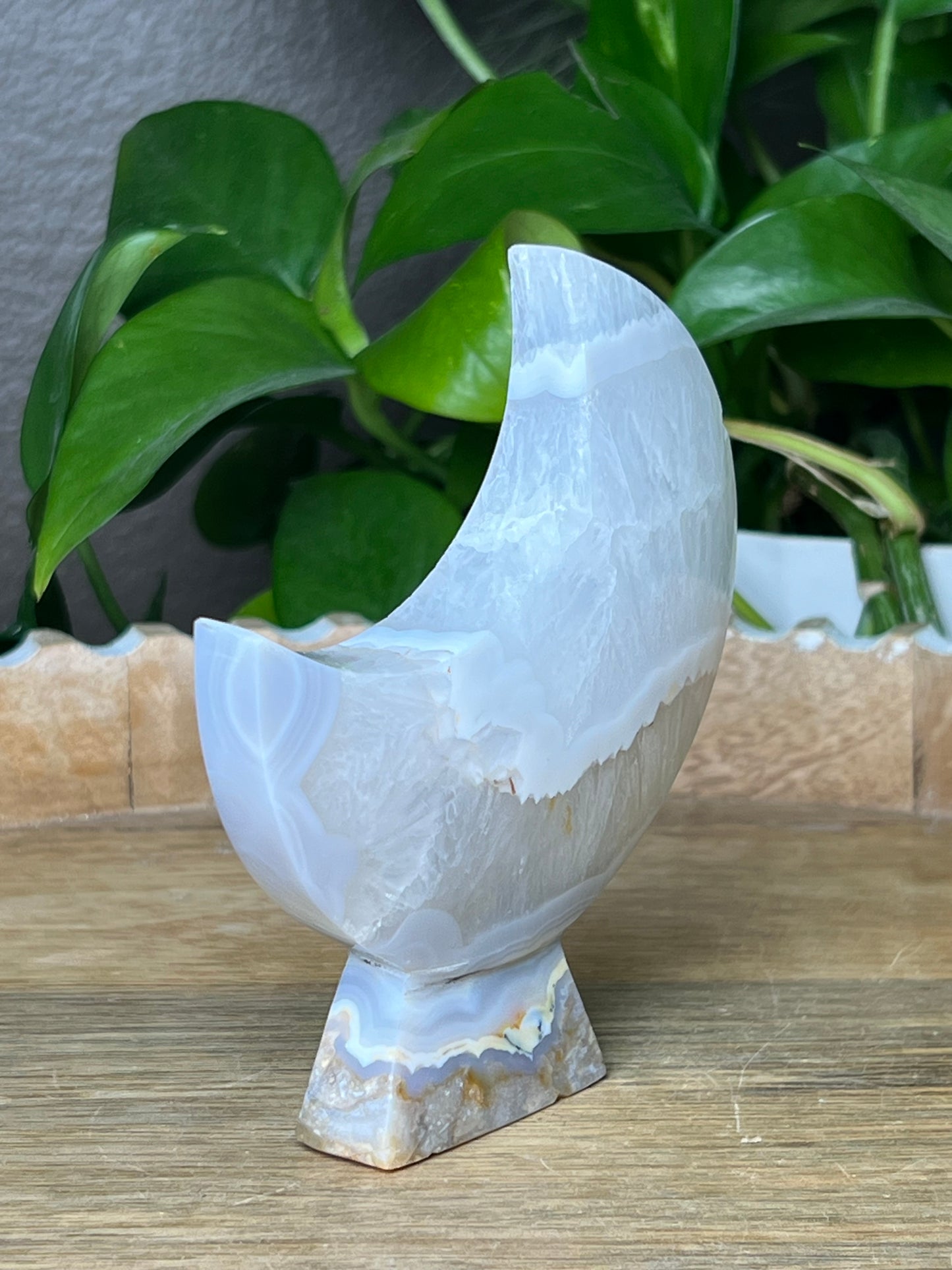 Blue Grey Lace Agate Moon