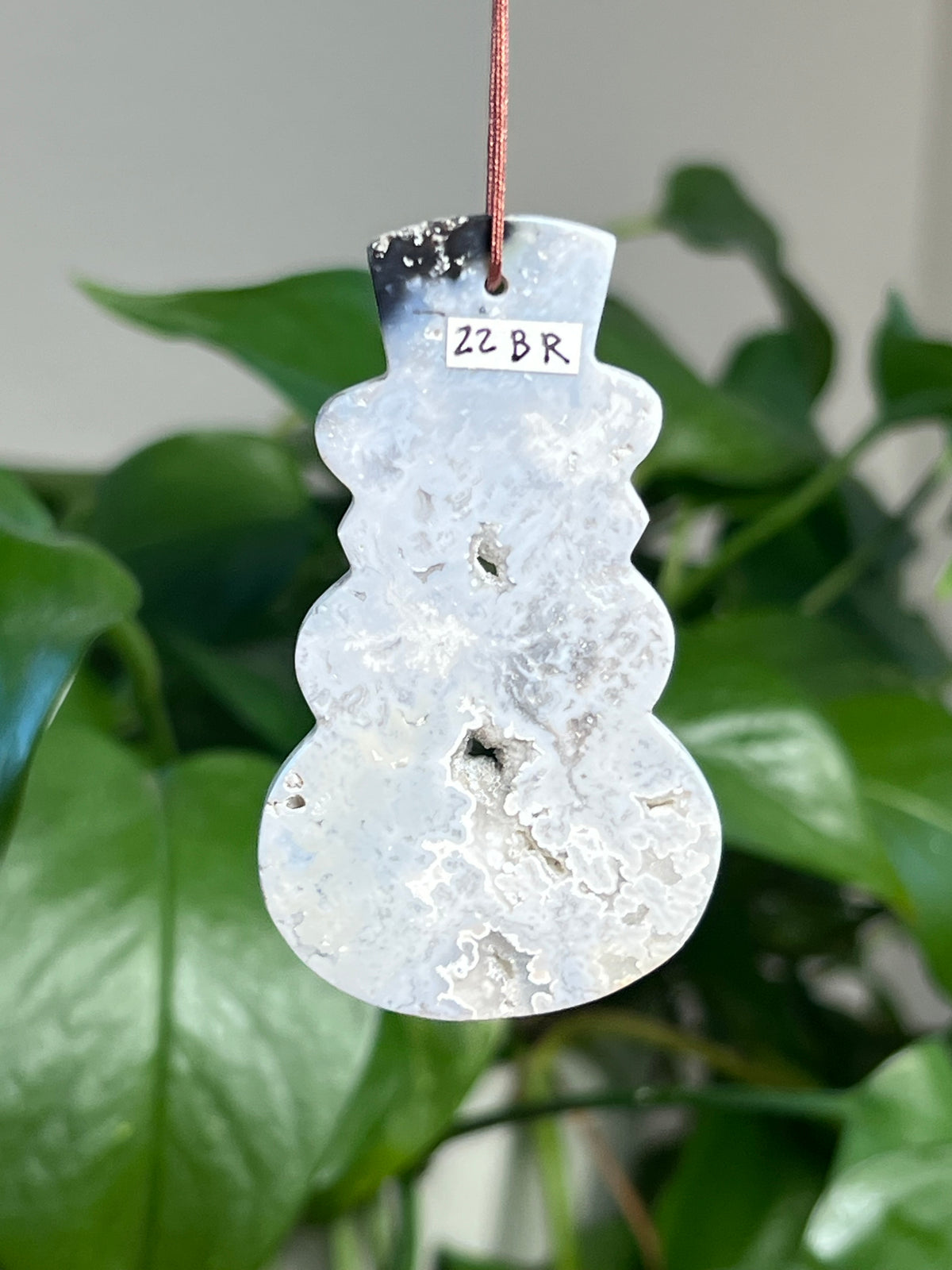 Blue Plume Agate Snowman Ornaments