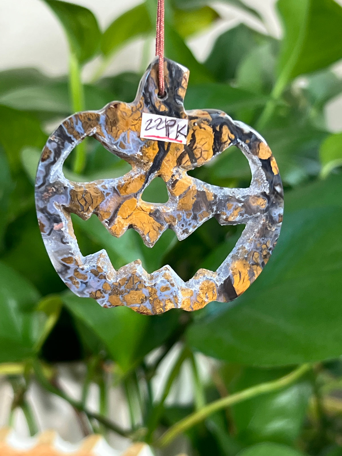 Brecciated Jasper Jack-O-Lantern Ornaments