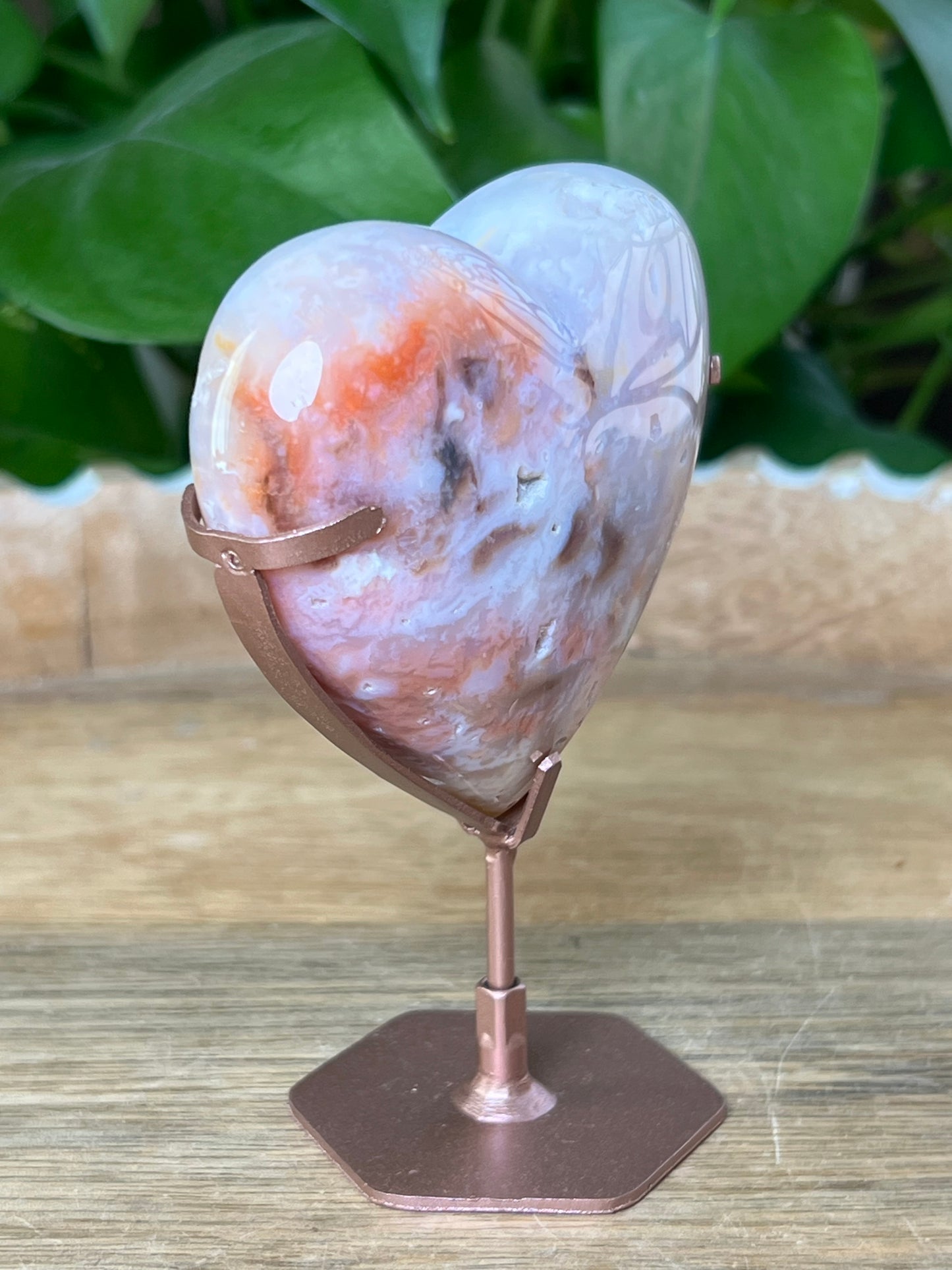 Rainbow Plume Agate Heart