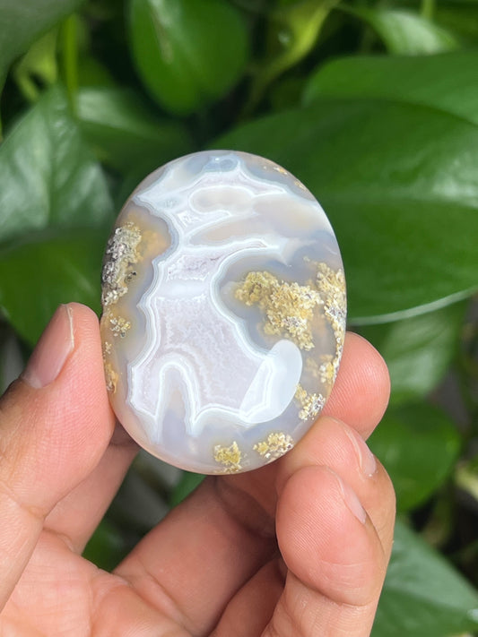 Scenic Moss Agate Palmstone: BZ