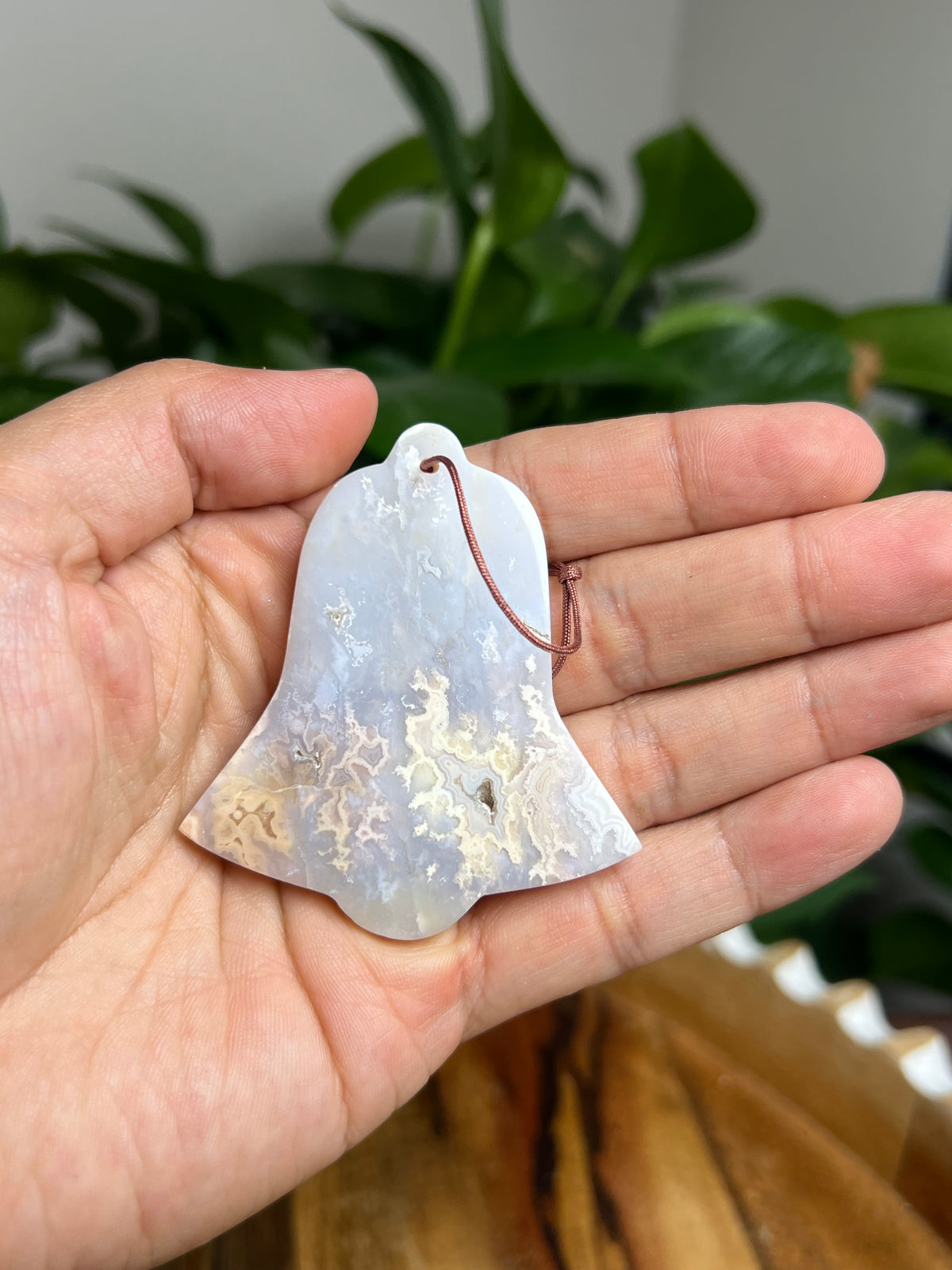 Winter Plume Agate Ornament Bell: WB