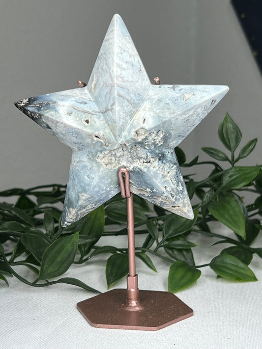 Blue Plume Agate Star