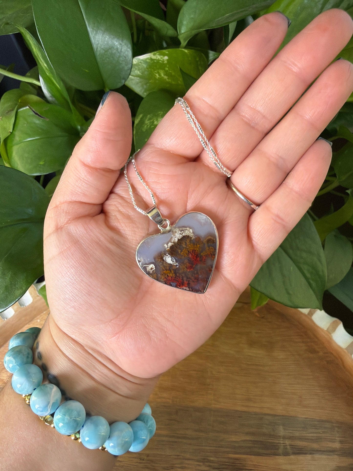 Scenic Moss Agate Heart Pendant