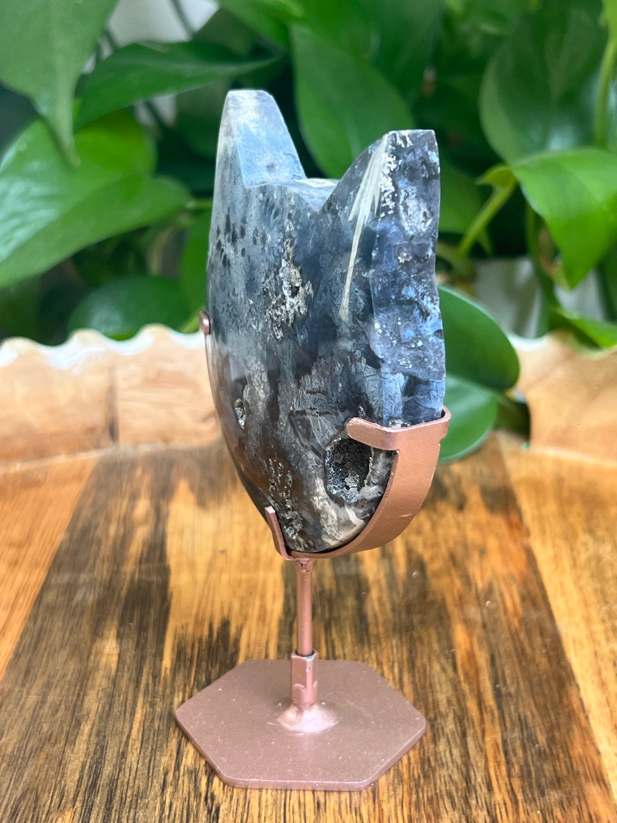 Blue Plume Agate Cat Head: NA
