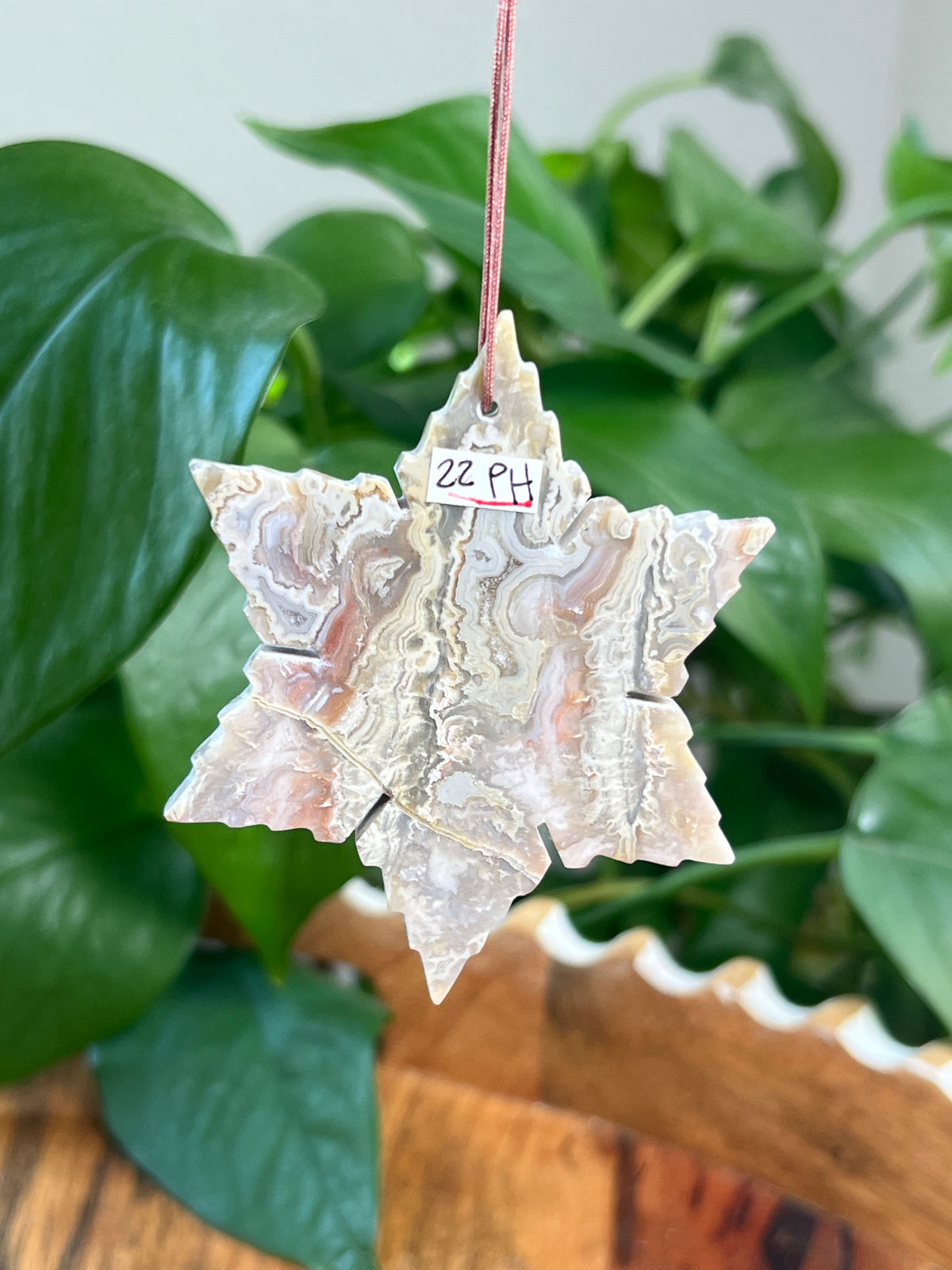Sumatra Plume Agate Snowflake Ornaments