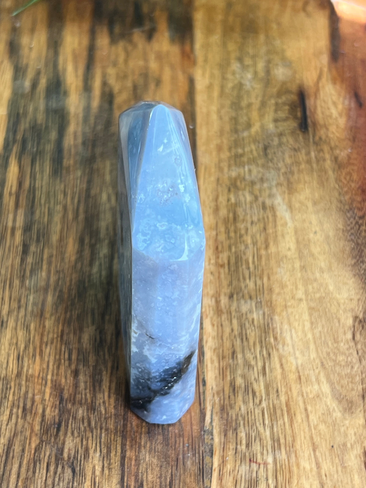 Blue Plume Agate Flat Tower: BD