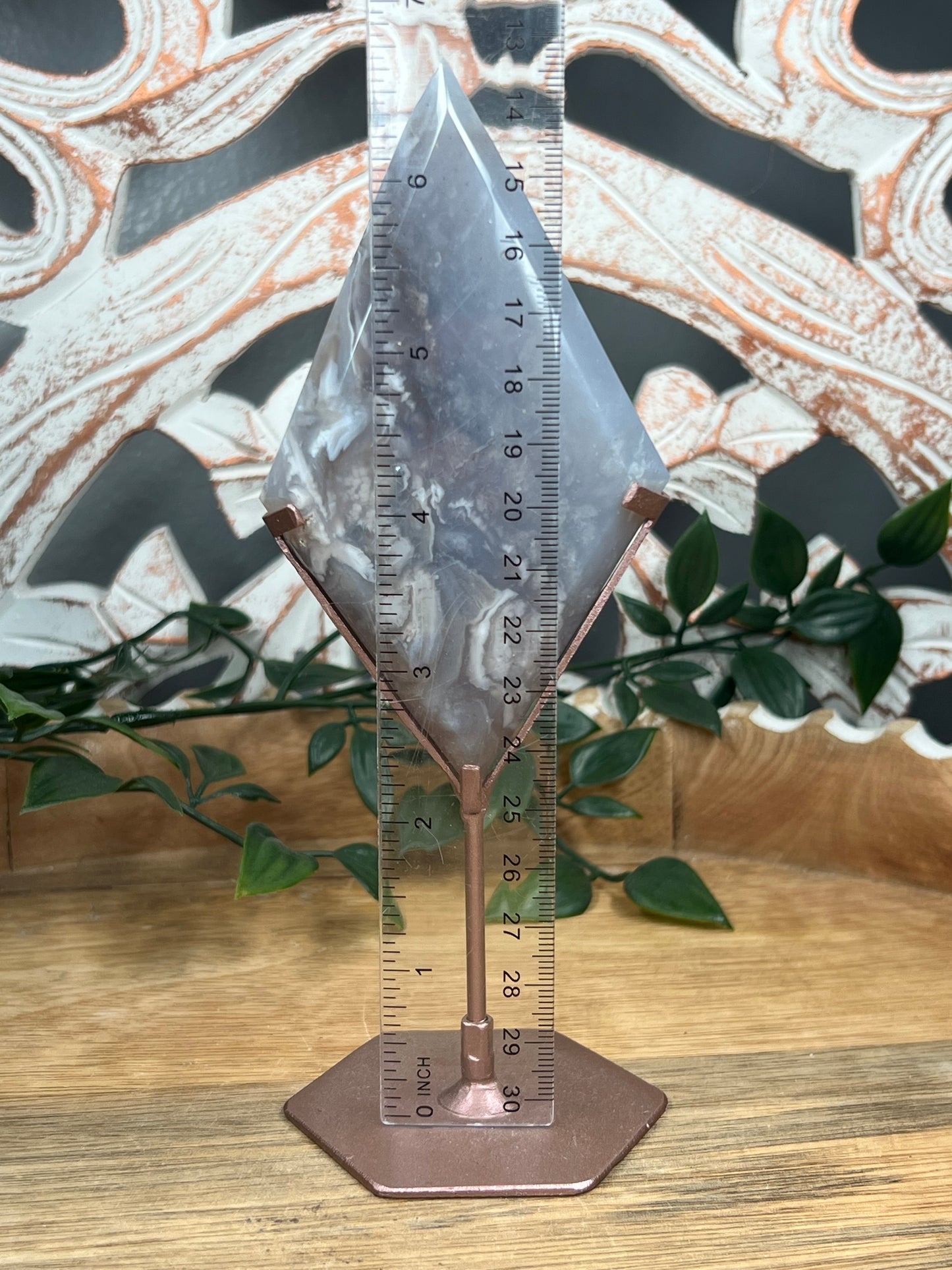 Blue Grey Lace Agate Diamond