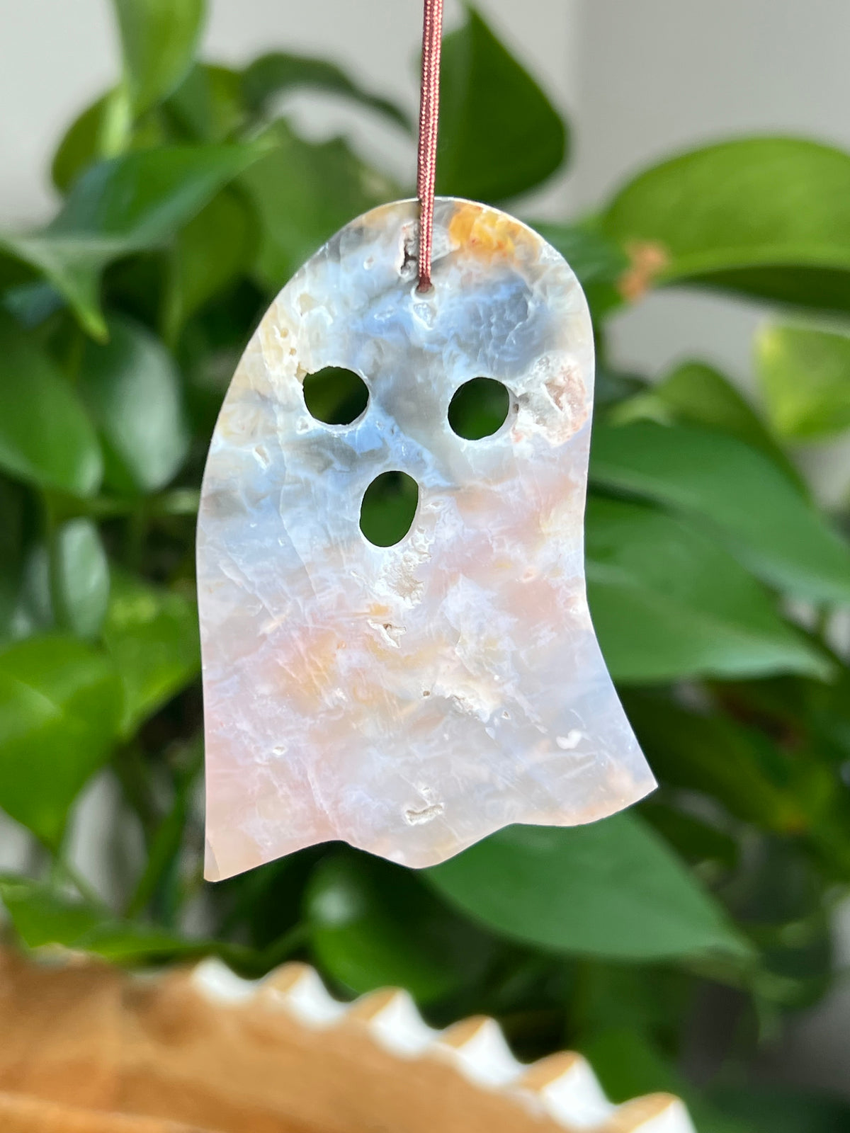 Rainbow Plume Agate Ornament Ghost: Ki