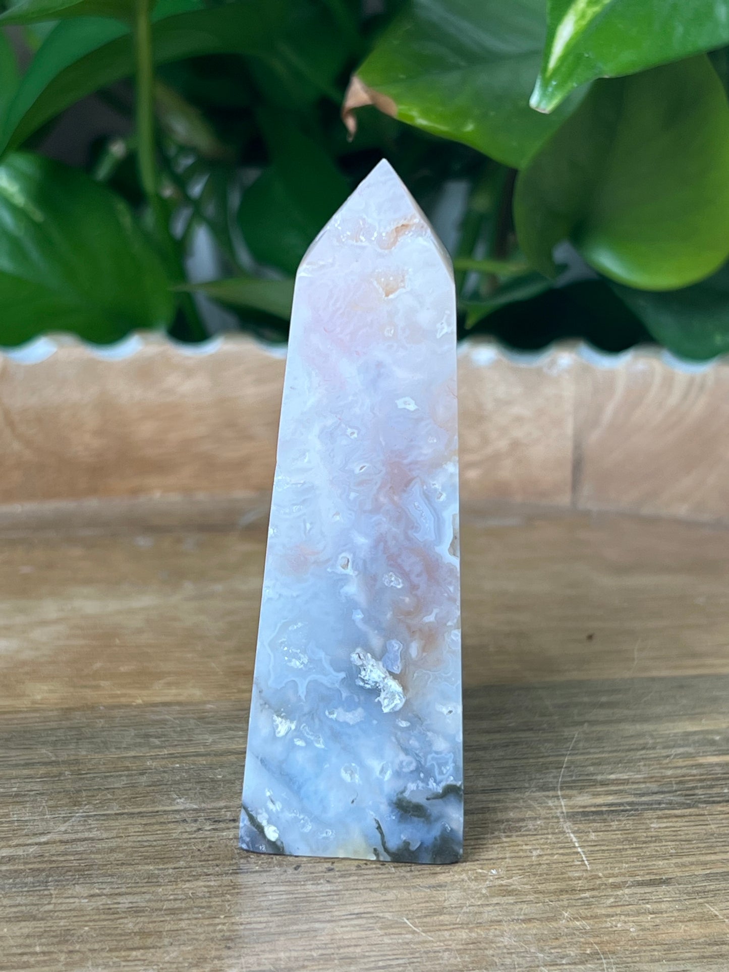 Rainbow Plume Agate Tower
