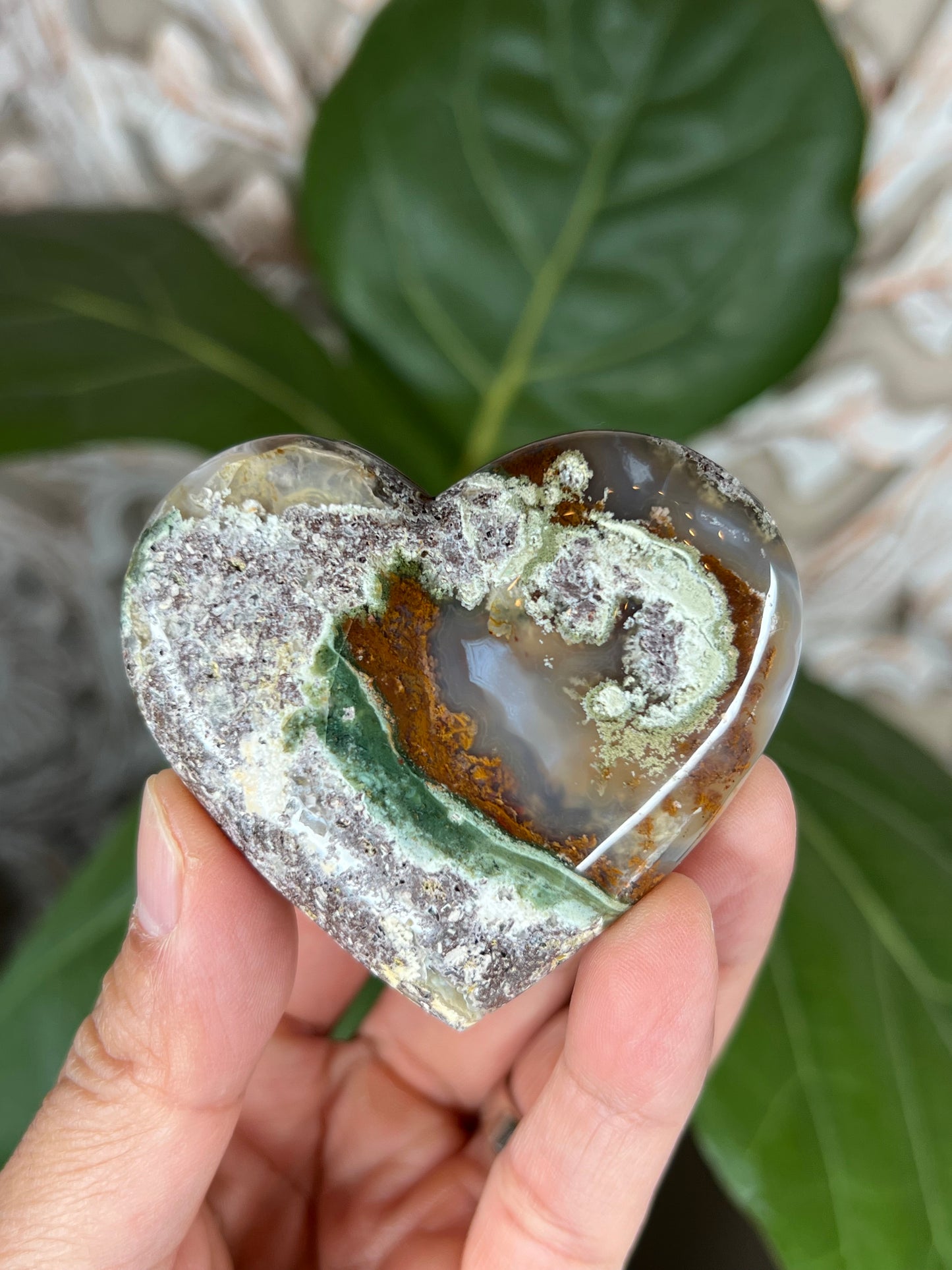Scenic Moss Agate Heart