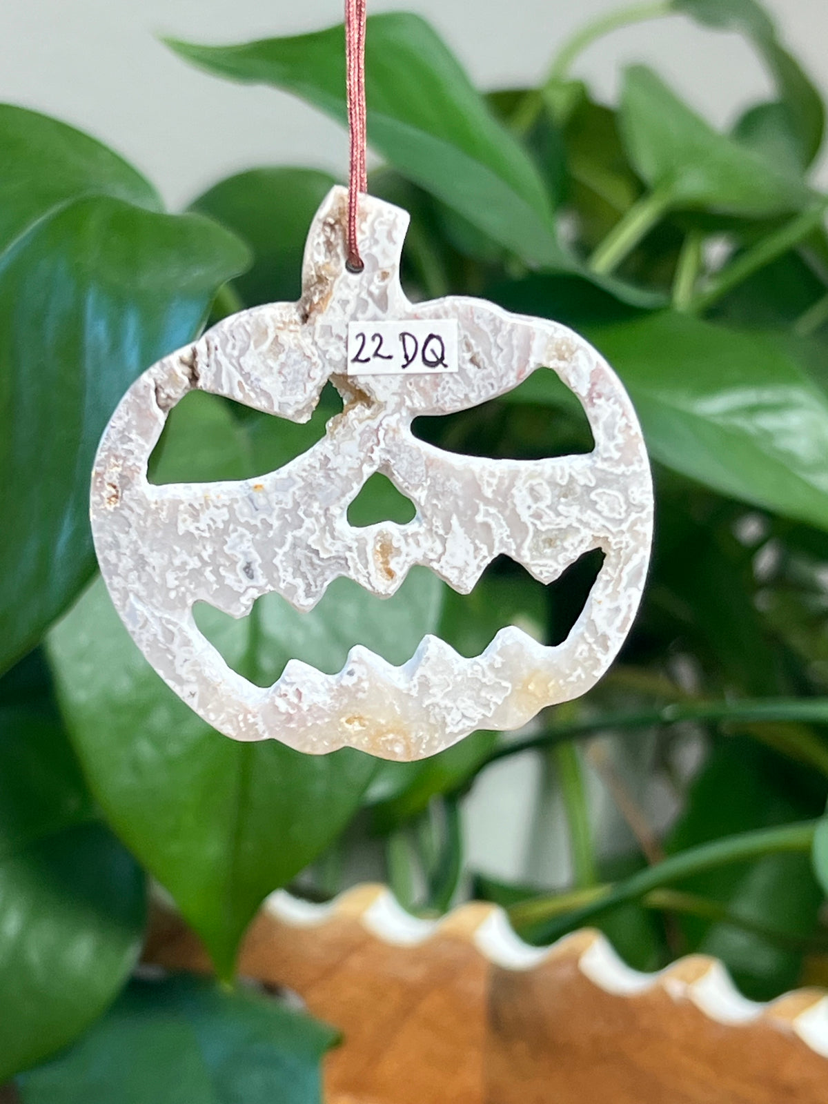 Sumatra Plume Agate Jack-O-Lantern Ornaments