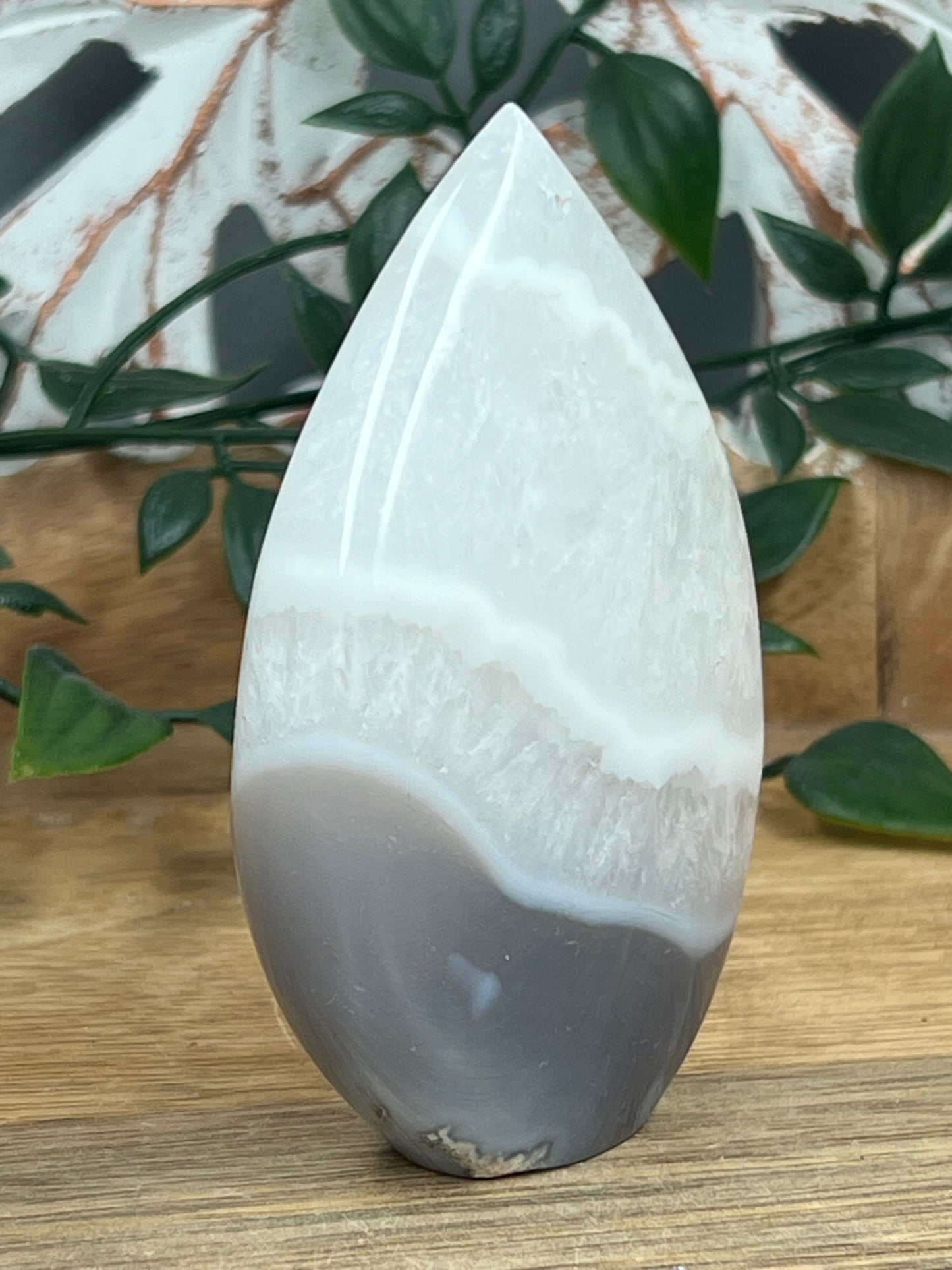 Blue Grey Lace Agate Flame