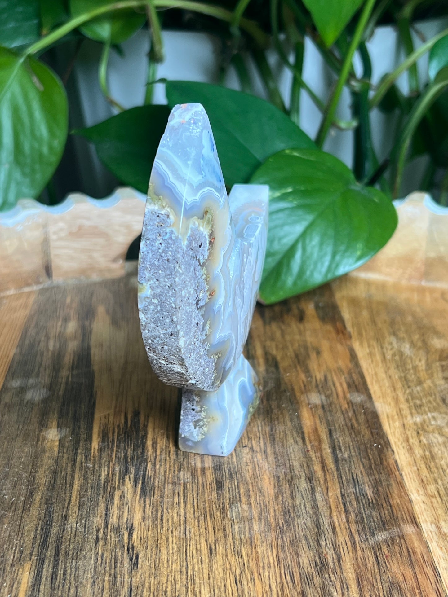 Scenic Moss Agate Self-Standing Moon: PR