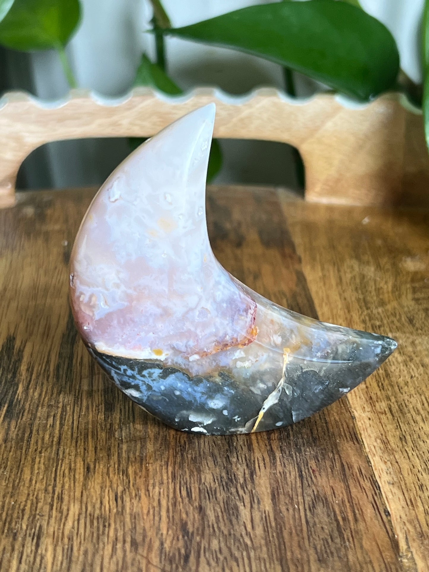 Rainbow Plume Agate Moon E