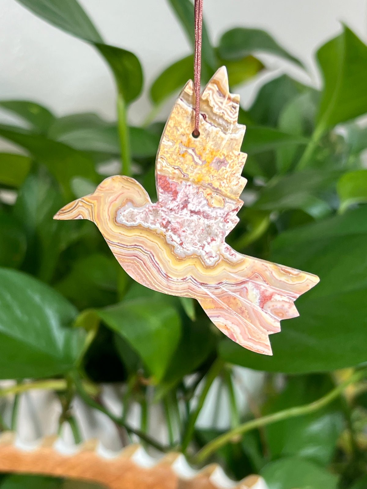 Crazy Lace Agate Hummingbird Ornaments