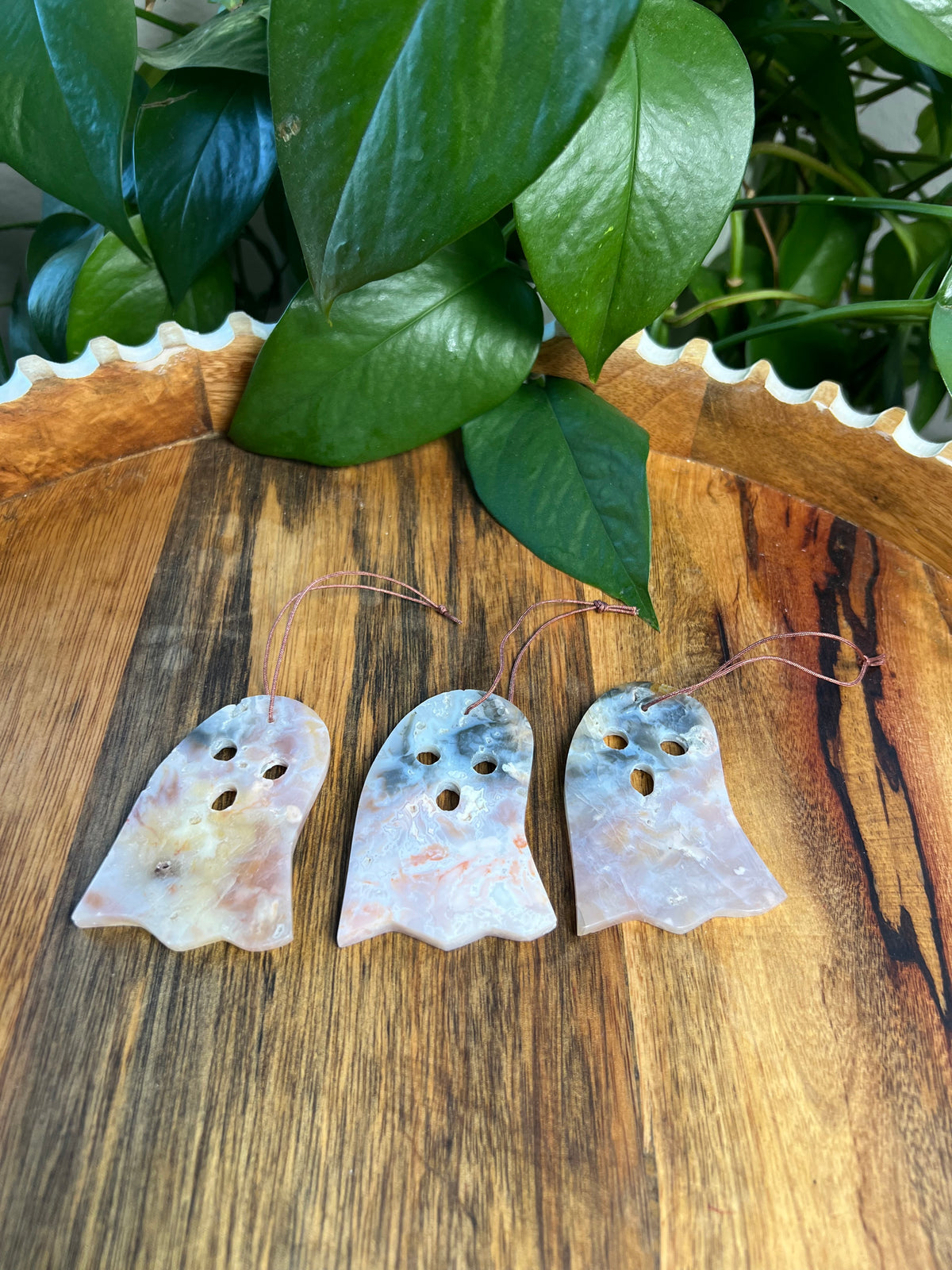 Rainbow Plume Agate Ghost Ornaments