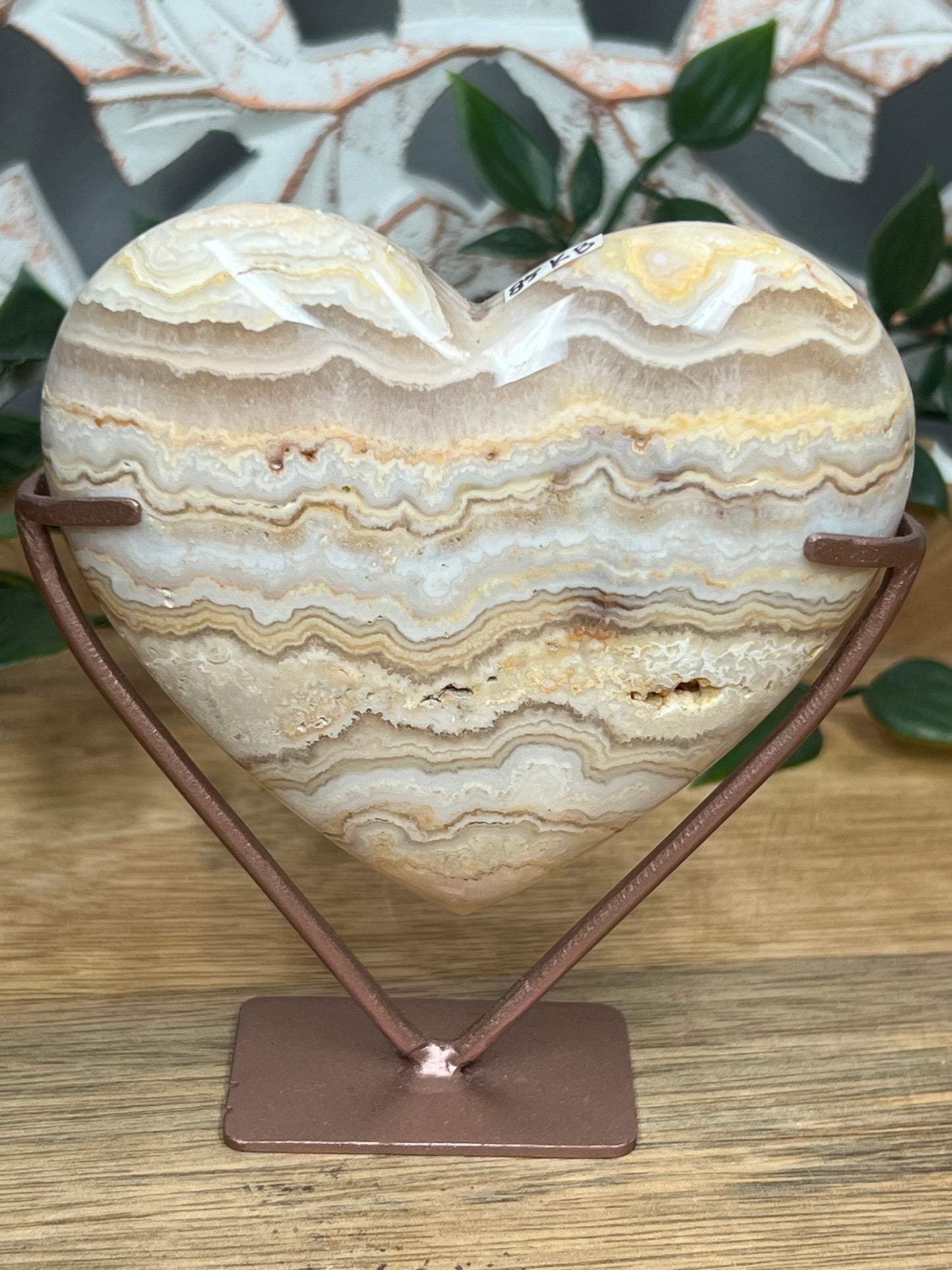 Yellow Crazy Lace Agate Heart