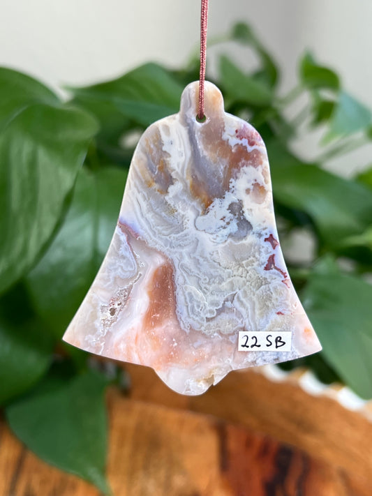 Sumatra Plume Agate Bell Ornaments