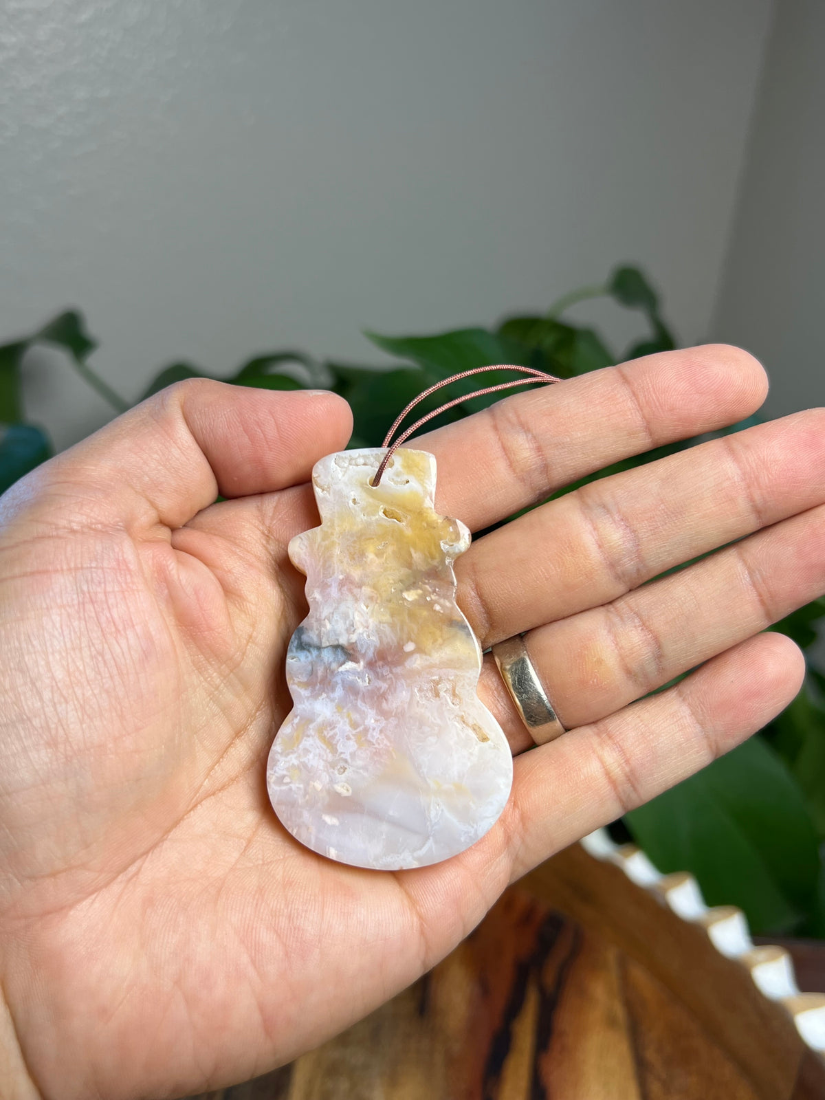 Rainbow Plume Agate Snowman Ornaments