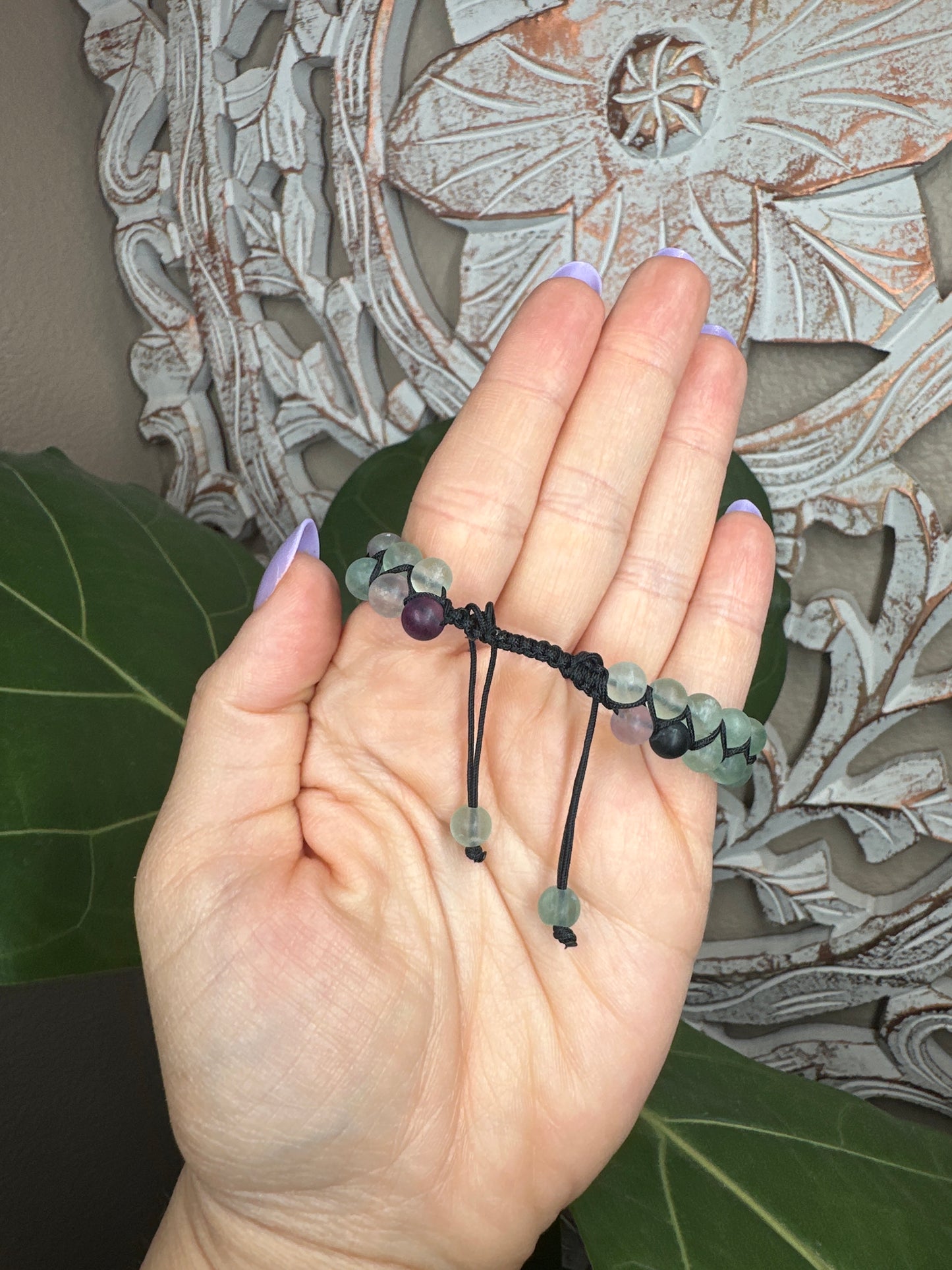 Two Row Adjustable Fluorite Beaded Bracelet (6mm)