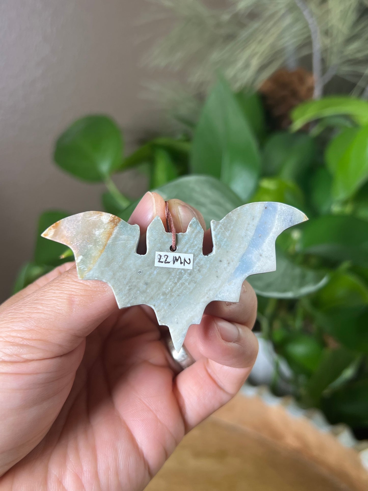 Blue Green Jasper Bat Ornament