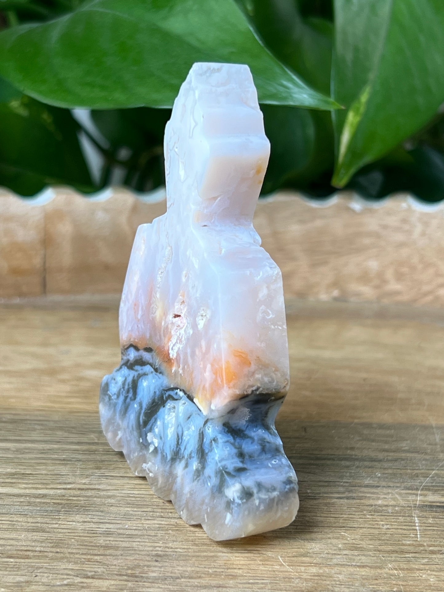 Rainbow Plume Agate Buddha