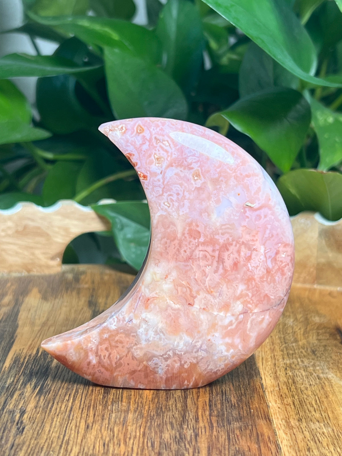 Pink Carnelian Self Standing Moon: PC