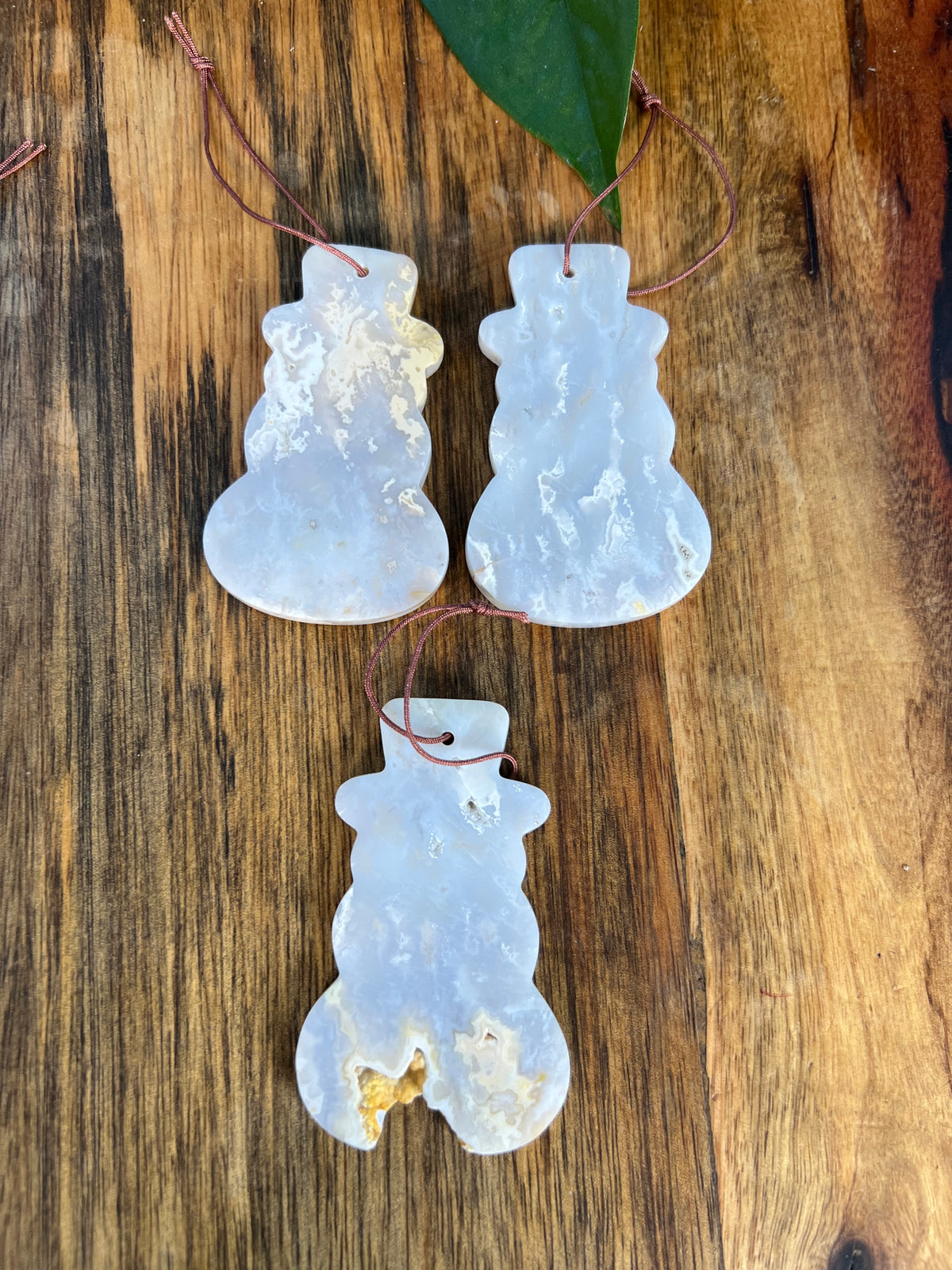 Winter Plume Agate Snowman Ornaments