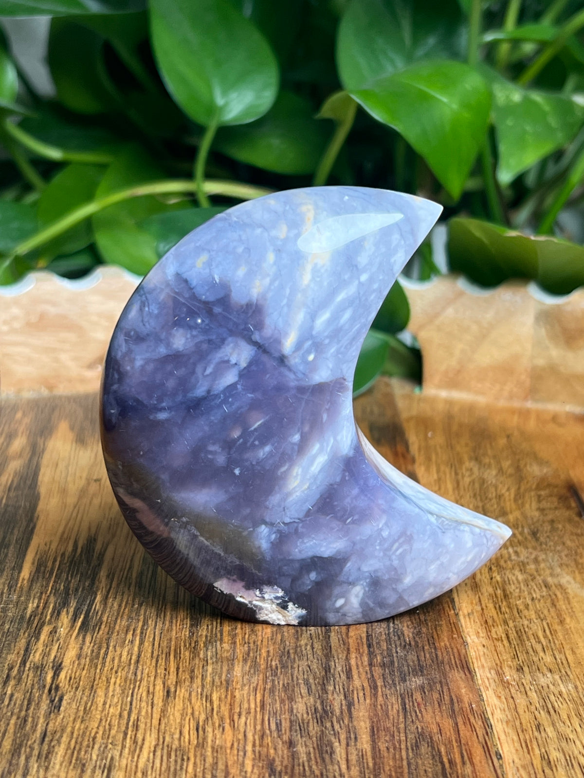Purple Chalcedony Self-Standing Moon: AA