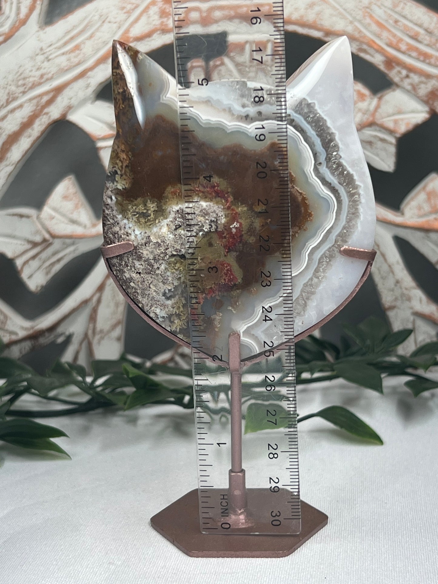 Scenic Moss Agate Cat Head