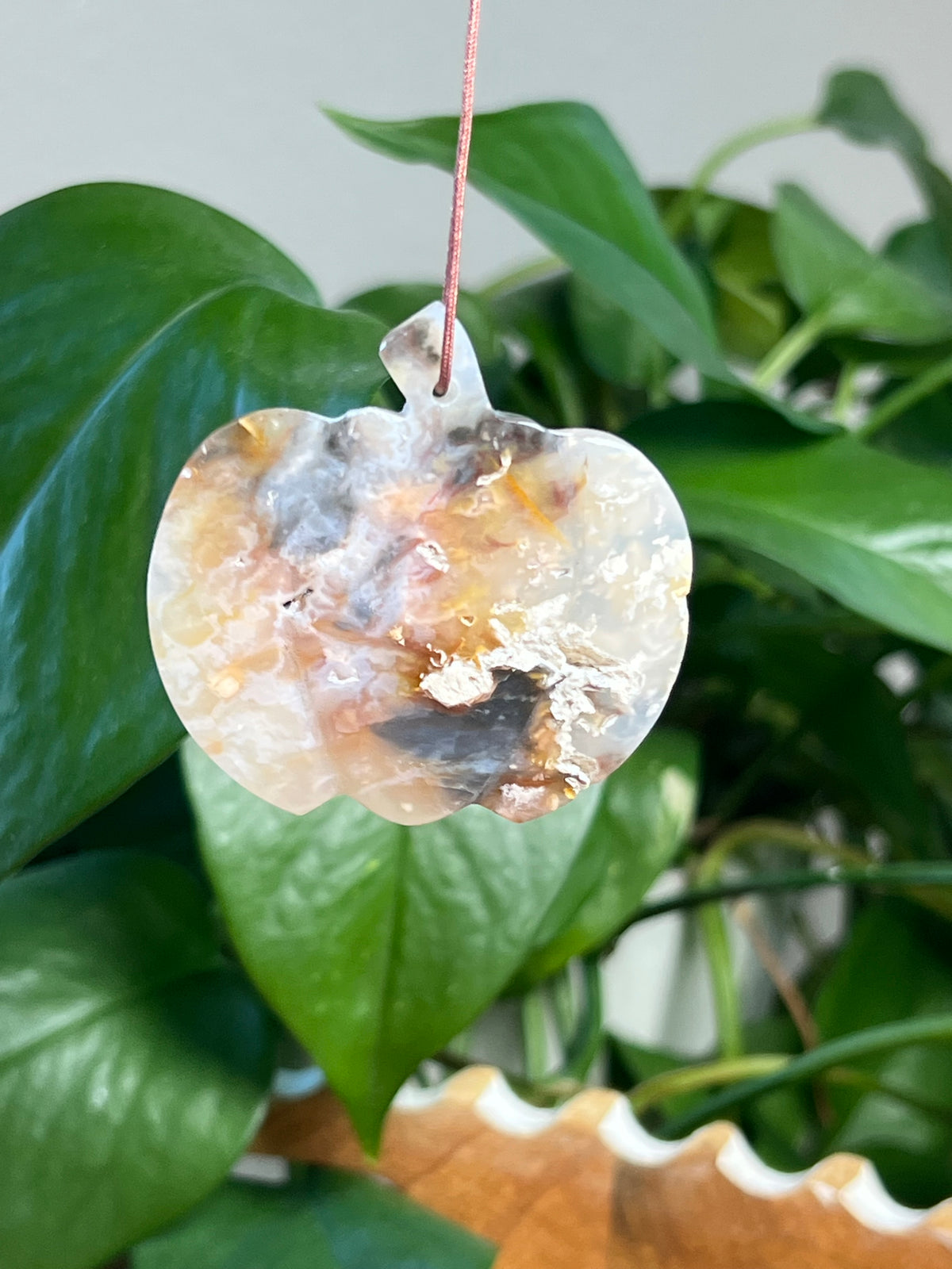 Rainbow Plume Agate Pumpkin Ornaments