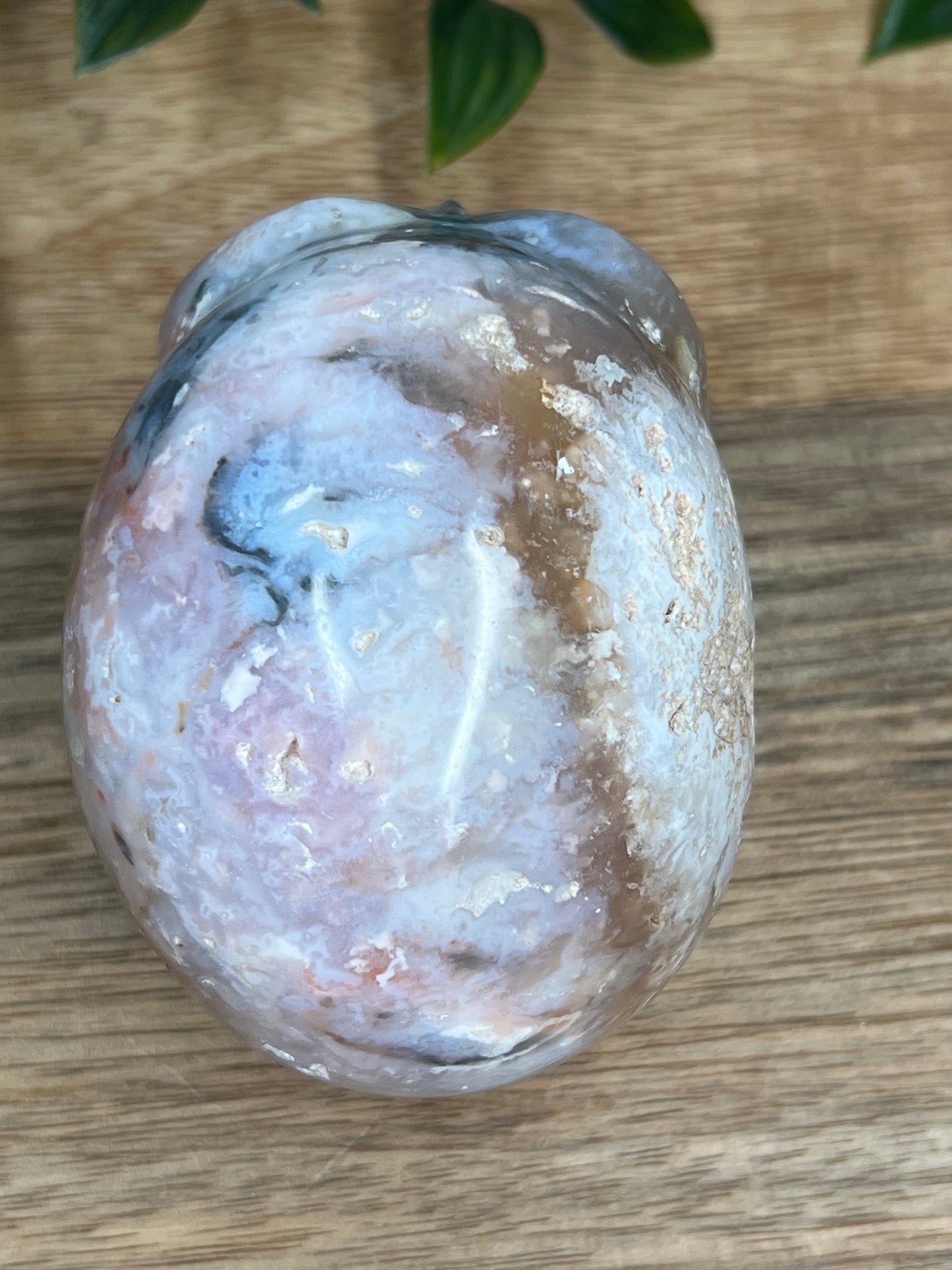 Rainbow Plume Agate Skull