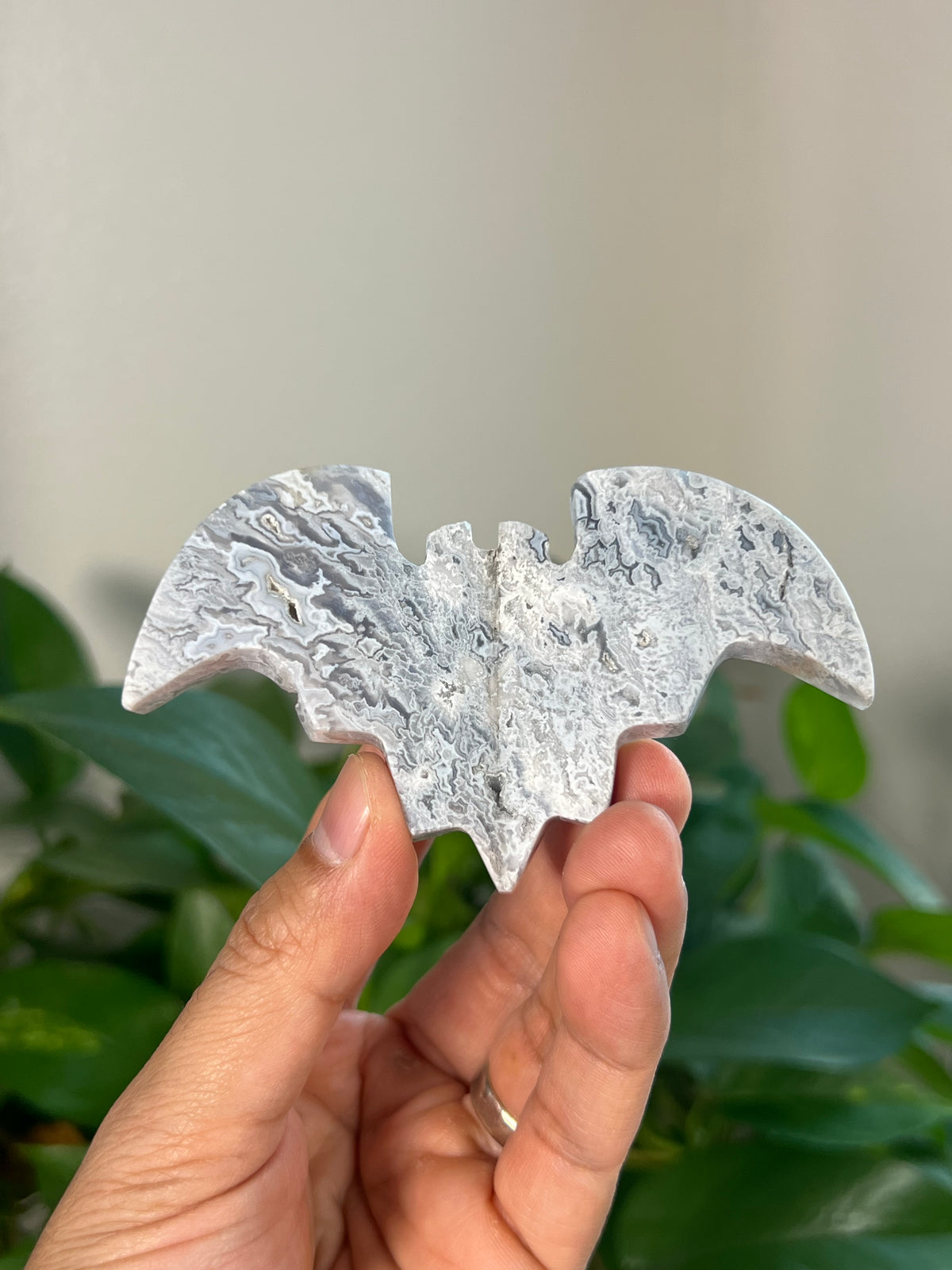 Blue Plume Agate 3D Bats