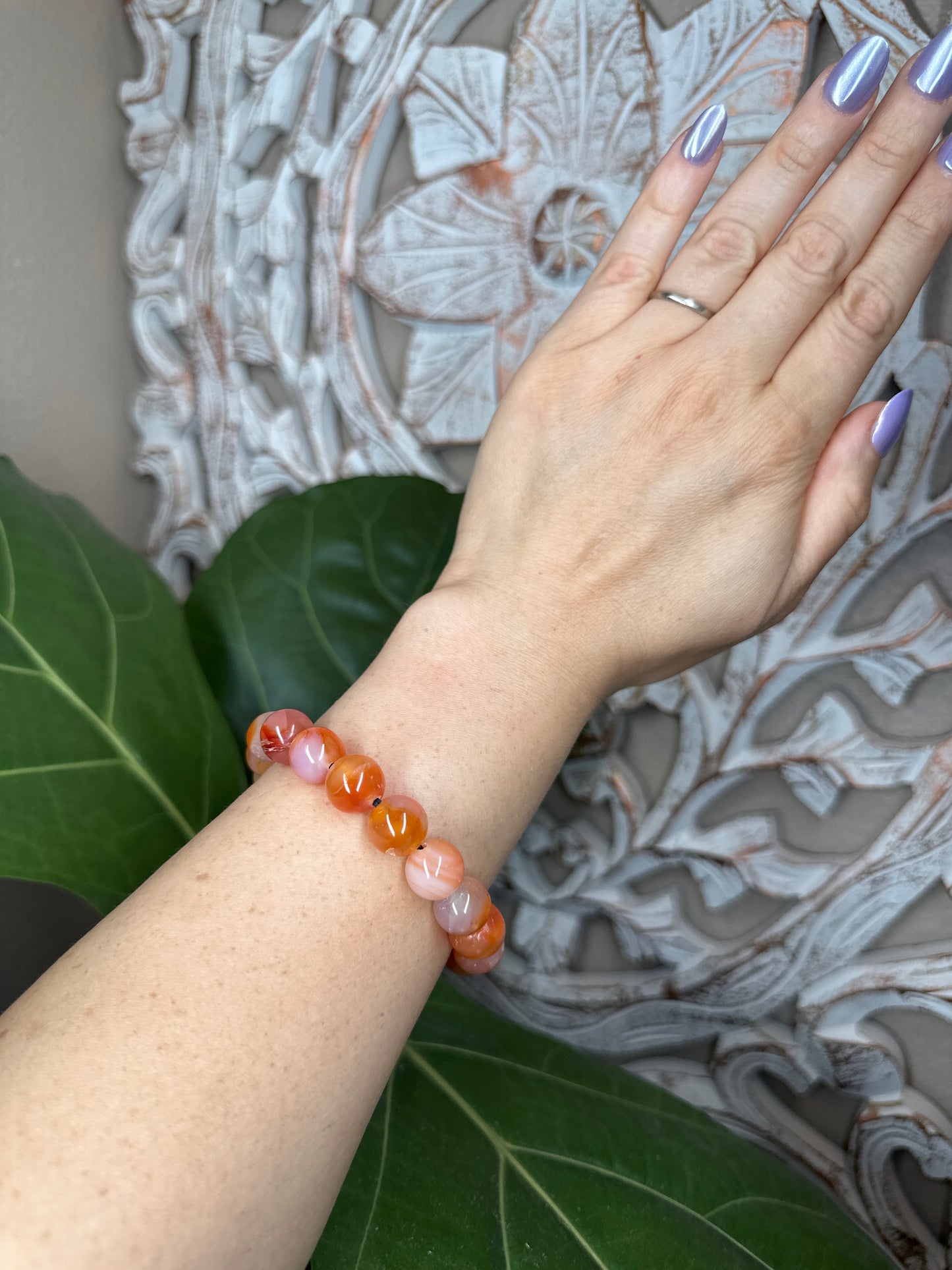 Carnelian Beaded Bracelet (12mm)