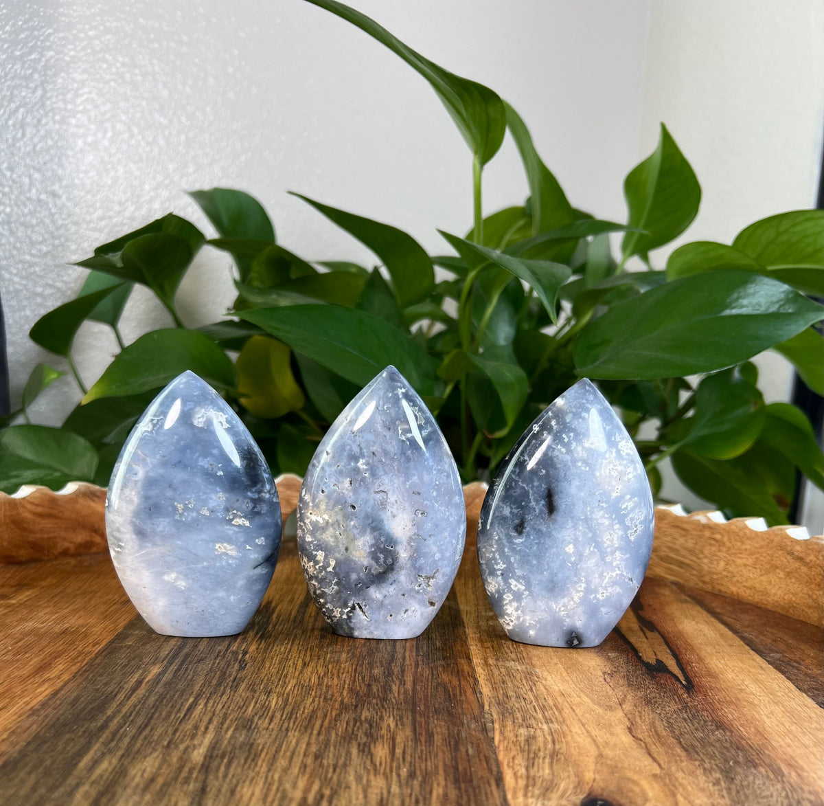 Blue Plume Agate Flames