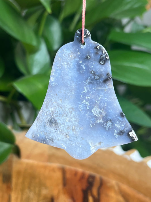 Blue Plume Agate Ornament Bell: BB