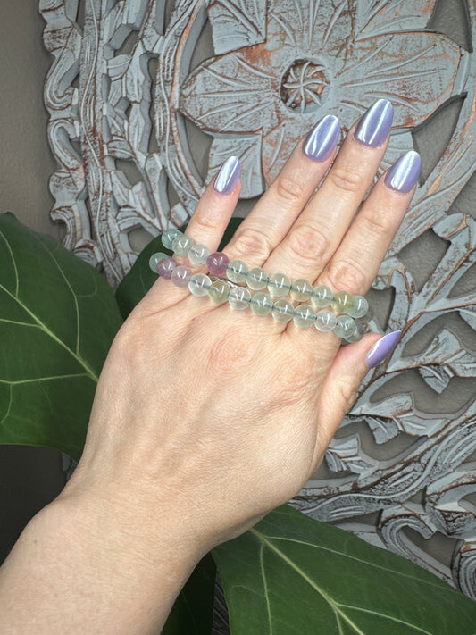 Adjustable Fluorite Beaded Bracelet (6mm)